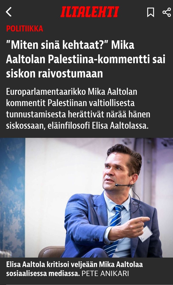 Onko mikään enemmän aikamme kuva kuin tämä?

Edes oma sisko Elisa Aaltola ei välitä ymmärtää mitä veljensä <a href="/MikaAaltola/">Mika Aaltola</a> puhuu telkkarissa vaan vääristelee sanomisia, kuten on itse käsittänyt, raivoissaan medialle. Jos ei joku ole täsmälleen samaa mieltä kuin itse on, niin on