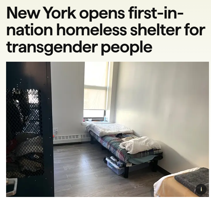 “ We've watched so many other corporations and foundations and businesses just like completely turn their back on the community, and the city didn't do it"

New York opens first-in-nation homeless shelter for transgender people

Story by <a href="/karen_yi/">Karen Yi</a> for <a href="/Gothamist/">Gothamist</a> <a href="/WNYC/">WNYC 🎙</a>