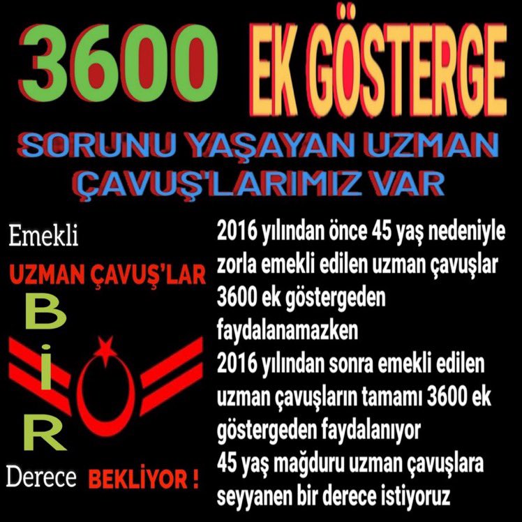 Ahmet Daban (@6binsayilikanun) on Twitter photo <a href="/ibrahim_0634/">İbrahim Akduman (1)</a> <a href="/alitilkici38/">Ali Tilkici 🇹🇷</a> <a href="/RTErdogan/">Recep Tayyip Erdoğan</a> <a href="/tcsavunma/">T.C. Millî Savunma Bakanlığı</a> <a href="/alp_kavaklioglu/">𝑨𝒍𝒑𝒂𝒔𝒍𝒂𝒏 𝑲𝒂𝒗𝒂𝒌𝒍ı𝒐𝒈̆𝒍𝒖</a> <a href="/heybetmusa/">Musa HEYBET</a> <a href="/DursunATAS38/">Dursun ATAŞ</a> <a href="/SuayAlpay/">Şuay Alpay🇹🇷</a> <a href="/hulusiakarmedya/">Hulusi AKAR</a> <a href="/TSKGnkur/">TSK</a> <a href="/mehmetucum/">Mehmet Uçum</a> <a href="/refik_ozen16/">refik ozen</a> <a href="/memetsimsek/">Mehmet Simsek</a> <a href="/cagatayozdemirr/">Çağatay Özdemir</a> <a href="/iletisim/">T.C. İletişim Başkanlığı</a> <a href="/dbdevletbahceli/">Devlet Bahçeli</a> <a href="/Akparti/">AK Parti</a> <a href="/MHP_Bilgi/">MHP</a> <a href="/herkesicinCHP/">CHP 🇹🇷</a> <a href="/eczozgurozel/">Özgür Özel</a> <a href="/cuneytozdemir/">cüneyt özdemir</a> <a href="/Yilmaz_Ozdill/">Yılmaz ÖZDİL</a> <a href="/iyiparti/">İYİ Parti</a> <a href="/zaferpartisi/">Zafer Partisi</a> <a href="/HMBakanligi/">T.C. Hazine ve Maliye Bakanlığı</a> <a href="/Anahtarpartim/">Yavuz AĞIRALİOĞLU Gönüllüleri🇹🇷</a> <a href="/eczozgurozel/">Özgür Özel</a>
<a href="/cuneytozdemir/">cüneyt özdemir</a>
<a href="/Yilmaz_Ozdill/">Yılmaz ÖZDİL</a>
<a href="/iyiparti/">İYİ Parti</a>
<a href="/zaferpartisi/">Zafer Partisi</a>
<a href="/HMBakanligi/">T.C. Hazine ve Maliye Bakanlığı</a>
<a href="/memetsimsek/">Mehmet Simsek</a>
<a href="/Anahtarpartim/">Yavuz AĞIRALİOĞLU Gönüllüleri🇹🇷</a>
45 yaş nedeniyle zorla emekli edilen
#UzmanÇavuş'lar geçim sıkıntısı yaşamakta geçinemiyorlar.
Zorla emekli ederken aldığınız
#BirDerece'yi
Ve
#Tazminat istiyoruz <a href="/ibrahim_0634/">İbrahim Akduman (1)</a> <a href="/alitilkici38/">Ali Tilkici 🇹🇷</a> <a href="/RTErdogan/">Recep Tayyip Erdoğan</a> <a href="/tcsavunma/">T.C. Millî Savunma Bakanlığı</a> <a href="/alp_kavaklioglu/">𝑨𝒍𝒑𝒂𝒔𝒍𝒂𝒏 𝑲𝒂𝒗𝒂𝒌𝒍ı𝒐𝒈̆𝒍𝒖</a> <a href="/heybetmusa/">Musa HEYBET</a> <a href="/DursunATAS38/">Dursun ATAŞ</a> <a href="/SuayAlpay/">Şuay Alpay🇹🇷</a> <a href="/hulusiakarmedya/">Hulusi AKAR</a> <a href="/TSKGnkur/">TSK</a> <a href="/mehmetucum/">Mehmet Uçum</a> <a href="/refik_ozen16/">refik ozen</a> <a href="/memetsimsek/">Mehmet Simsek</a> <a href="/cagatayozdemirr/">Çağatay Özdemir</a> <a href="/iletisim/">T.C. İletişim Başkanlığı</a> <a href="/dbdevletbahceli/">Devlet Bahçeli</a> <a href="/Akparti/">AK Parti</a> <a href="/MHP_Bilgi/">MHP</a> <a href="/herkesicinCHP/">CHP 🇹🇷</a> <a href="/eczozgurozel/">Özgür Özel</a> <a href="/cuneytozdemir/">cüneyt özdemir</a> <a href="/Yilmaz_Ozdill/">Yılmaz ÖZDİL</a> <a href="/iyiparti/">İYİ Parti</a> <a href="/zaferpartisi/">Zafer Partisi</a> <a href="/HMBakanligi/">T.C. Hazine ve Maliye Bakanlığı</a> <a href="/Anahtarpartim/">Yavuz AĞIRALİOĞLU Gönüllüleri🇹🇷</a> <a href="/eczozgurozel/">Özgür Özel</a>
<a href="/cuneytozdemir/">cüneyt özdemir</a>
<a href="/Yilmaz_Ozdill/">Yılmaz ÖZDİL</a>
<a href="/iyiparti/">İYİ Parti</a>
<a href="/zaferpartisi/">Zafer Partisi</a>
<a href="/HMBakanligi/">T.C. Hazine ve Maliye Bakanlığı</a>
<a href="/memetsimsek/">Mehmet Simsek</a>
<a href="/Anahtarpartim/">Yavuz AĞIRALİOĞLU Gönüllüleri🇹🇷</a>
45 yaş nedeniyle zorla emekli edilen
#UzmanÇavuş'lar geçim sıkıntısı yaşamakta geçinemiyorlar.
Zorla emekli ederken aldığınız
#BirDerece'yi
Ve
#Tazminat istiyoruz