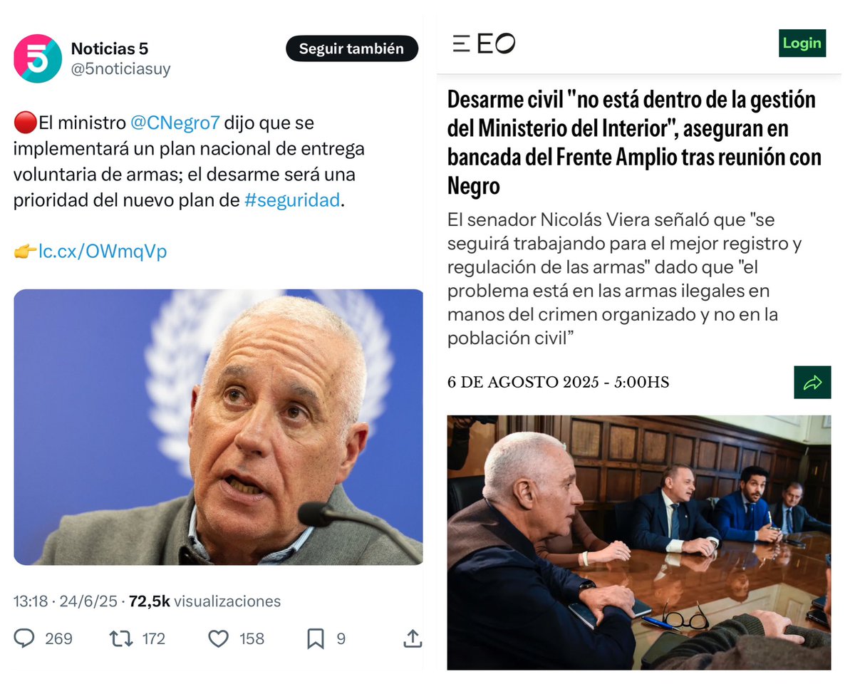 Lo que para el ministro Negro era una prioridad en su “No Plan de Seguridad”, ahora parece no estar contemplado dentro de ese mismo “No Plan”. Una vez más, quedan en evidencia las debilidades políticas del ministro Negro. No es la primera vez que, tanto desde su propio partido
