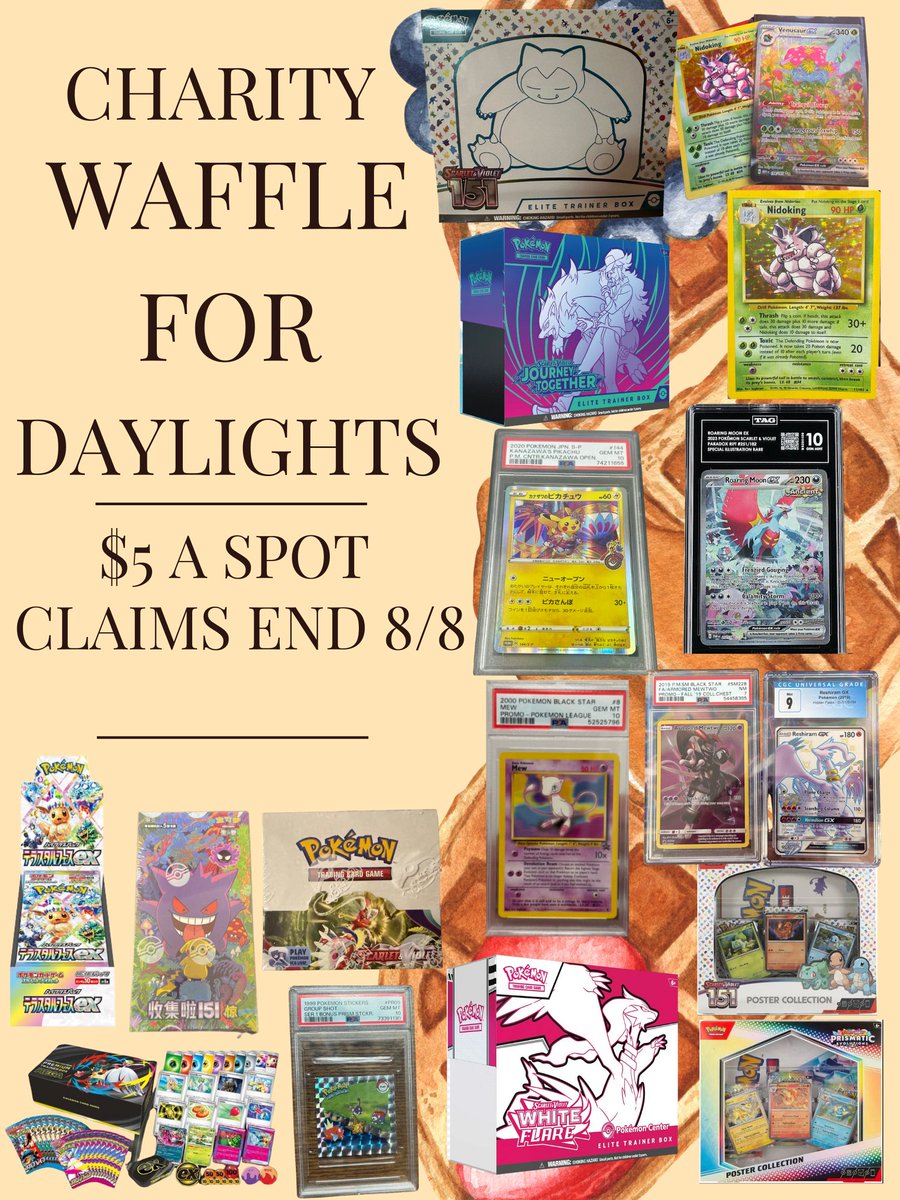 I posted recently a gofundme in support of <a href="/DaylightsTV/">Daylights</a> as he and his family deal with the loss of his mother. In support of him, <a href="/Collectibles_88/">Collectibles88</a> and I are hosting a charity waffle with all the money being donated to Daylights. There will be 16 seperate winners, below I have