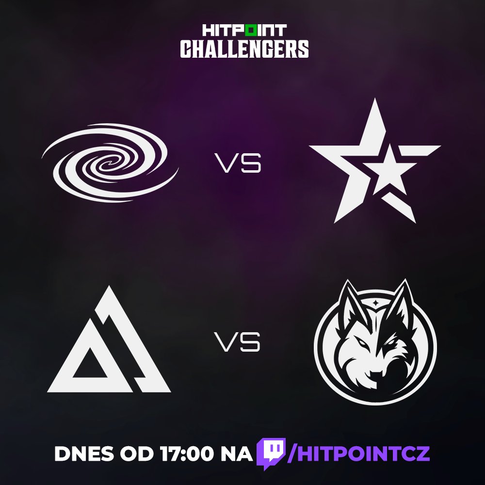 🎮 Hitpoint Challengers Summer 2025 pokračuje!

Další hrací den je tady a čekají nás dvě BO3!

🕔 17:00 – <a href="/AndromedaGGEU/">Andromeda Gaming</a> vs <a href="/esubacz/">eSuba</a>
🕢 19:30 – <a href="/Delta_Syndicate/">Delta Syndicate</a> vs <a href="/priorit_esports/">Priority</a> 

📺 Sleduj živě na: twitch.tv/hitpointcz