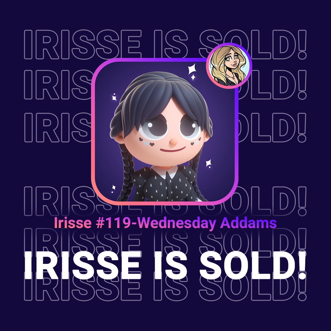 💌 Irisse-Wednesday Addams is SOLD to <a href="/msjennshaw/">JennShaw 💎💜</a> 💌

Welcome Jenn 🫂 Thank you so much for your love and support fams 🥰 You're now a part of Hue-Stars (Irisse Community Name) ⭐️

Fams please follow Jenn and give her a warm welcome❣️🤗❣️

Let's #FindYourIrisse 💖💜💖