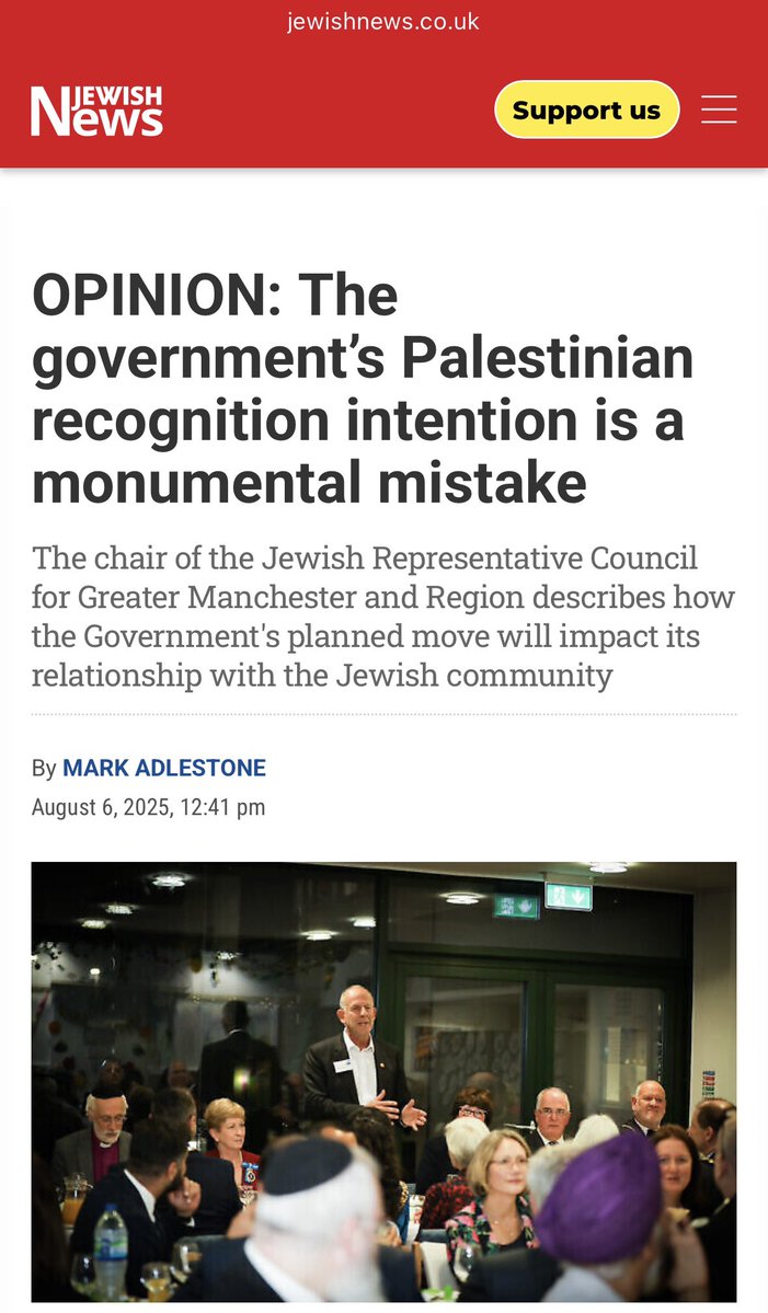Jewish Representative Council of GM & Region (@jewishmcr) on Twitter photo “At some point it is hoped that Number 10 might realise their decision making is back to front when they are being criticised by a liberal democracy in Israel and celebrated by genocidal terrorists in Hamas.”
Our Chair, Mark Adlestone has written in The <a href="/JewishNewsUK/">Jewish News</a> with his “At some point it is hoped that Number 10 might realise their decision making is back to front when they are being criticised by a liberal democracy in Israel and celebrated by genocidal terrorists in Hamas.”
Our Chair, Mark Adlestone has written in The <a href="/JewishNewsUK/">Jewish News</a> with his