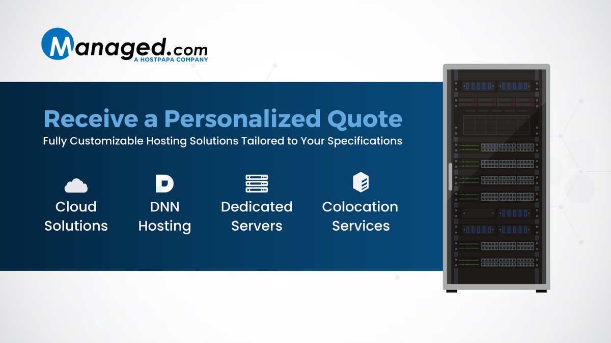 ManagedDotCom's tweet image. Your business deserves a hosting solution built around your specific needs. Reach out to the Managed.com team today for a custom quote tailored to your goals.

Click the link to learn more: zurl.co/euS05