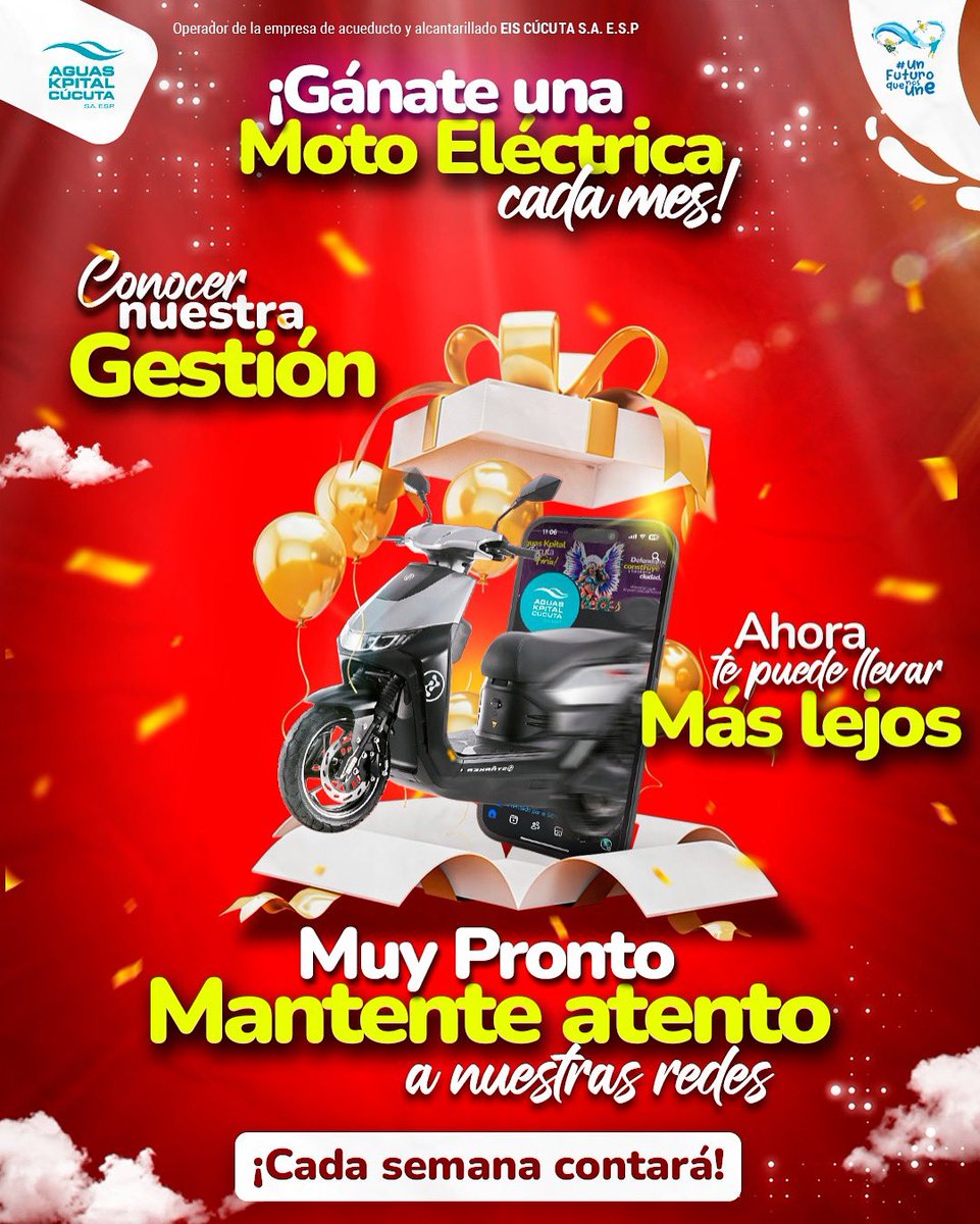 ¡Nos enloquecimos! 🫨😲😱
🎉 ¡Una moto eléctrica cada mes! 🛵⚡
Ahora conocer todo sobre nosotros… ¡podría llevarte a recorrer la ciudad sobre dos ruedas!

Muy pronto sabrás cómo participar. 👀 ¡Prepárate!