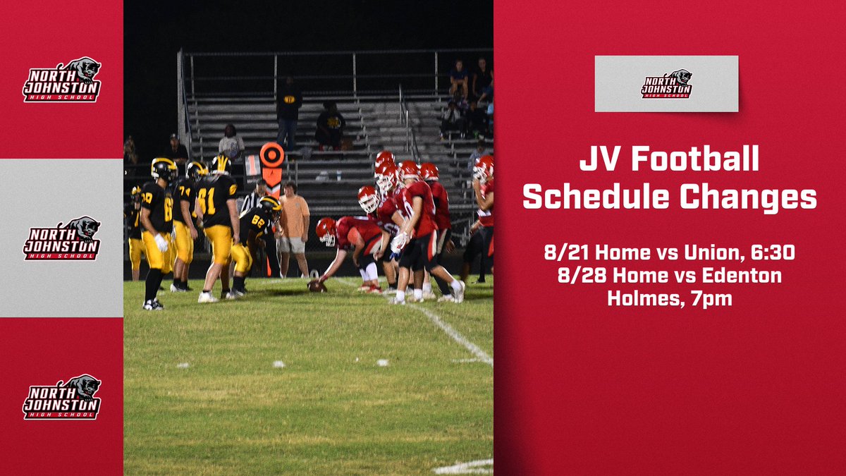.<a href="/NJHS_Football/">North Johnston Panther Football</a> JV Schedule Update:  Home games added vs Union High on 8/21 (6:30pm) and J.A. Holmes 8/28 (7pm).