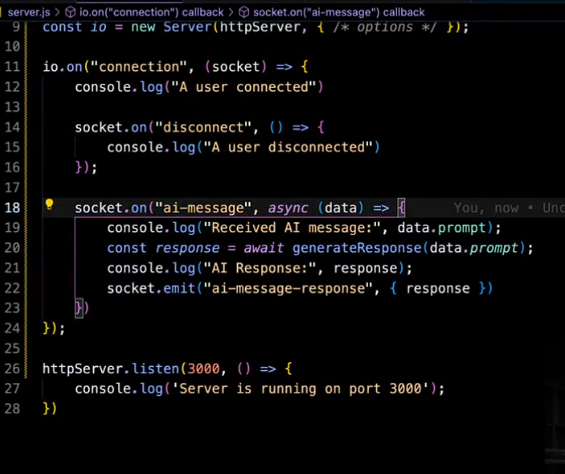 Akash Rathore (@akashb_2008) on Twitter photo #Day20 of learning backend with <a href="/ankurdotio/">Ankur Prajapati</a>
Explored persistent WebSocket connections
Built event-based communication using Socket.IO
Understood real-time chat flow
Gemini-powered AI chatbot now replies live
Backend unlocked a new level 🚀
#NodeJS #WebSockets #Day20 of learning backend with <a href="/ankurdotio/">Ankur Prajapati</a>
Explored persistent WebSocket connections
Built event-based communication using Socket.IO
Understood real-time chat flow
Gemini-powered AI chatbot now replies live
Backend unlocked a new level 🚀
#NodeJS #WebSockets