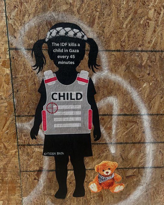 "The IOF kills a child in Gaza every 45 minutes"

Spotted in Chicago, Illinois