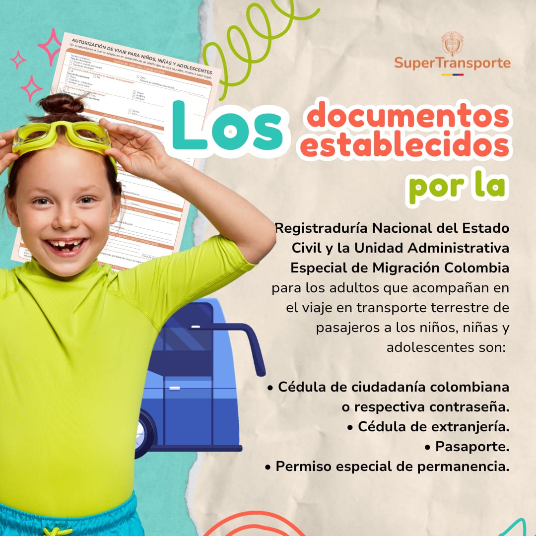 Las familias que deseen viajar con un niño, niña o adolescente, deben cumplir con todos los requisitos que piden las autoridades competentes y portar los documentos de identificación del menor de edad, por un #TransporteSeguroDeMenores