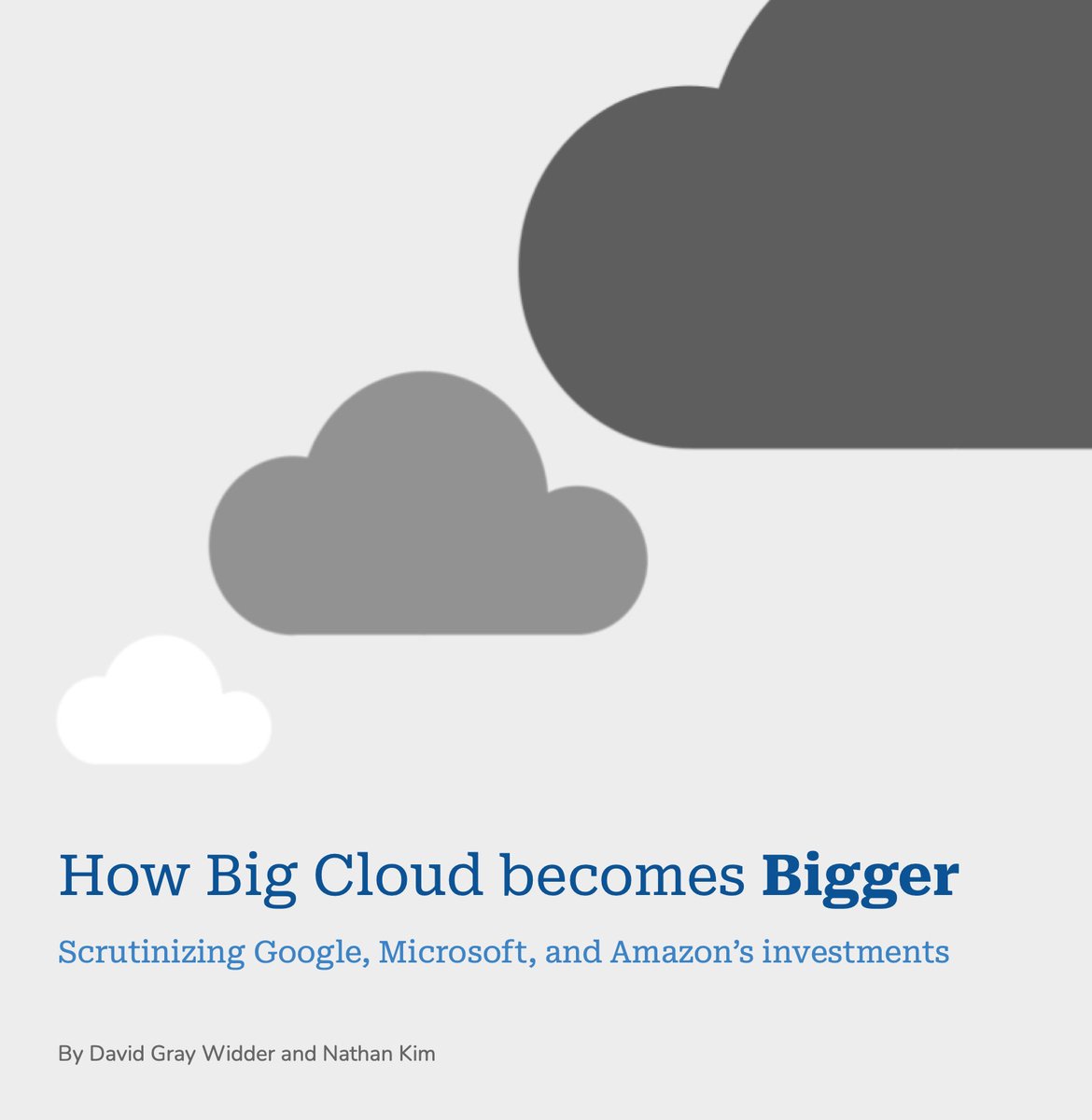📣🚨NEW: ☁️ Big Cloud—Google, Microsoft &amp; Amazon—control two thirds of the cloud market. They’re getting rich off the AI gold rush.

In work with Nathan Kim, we show how Big Cloud is expanding their empire by scrutinizing their *investments*… 🧵

📄PDF: dx.doi.org/10.2139/ssrn.5…