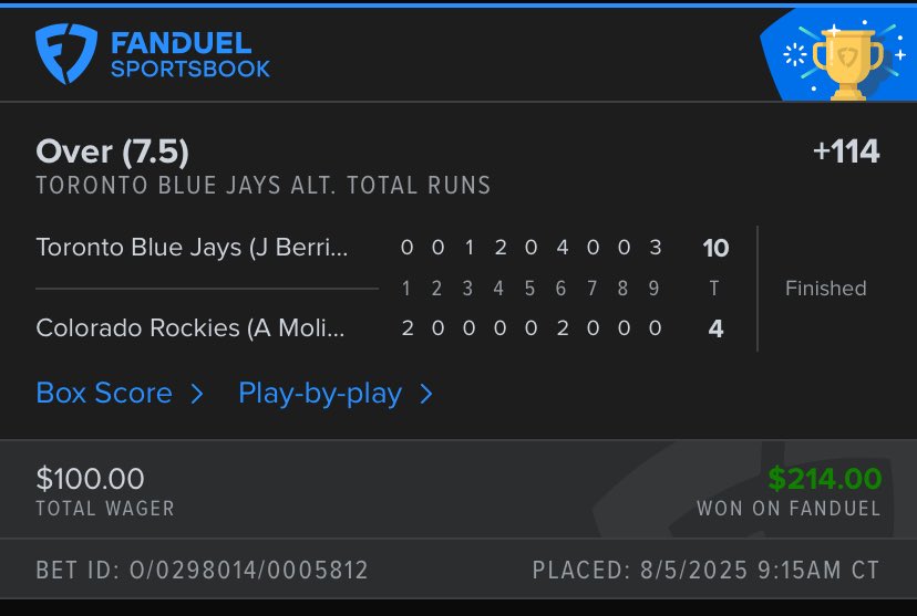 ParlayPlaybook's tweet photo. The Blue Jays have scored 10 plus in the last two games in Denver. 

As they go for the sweep I expect another high scoring game from Toronto with all the weed being smoked in Denver. 

#freeplays https://t.co/GhDW0w4WCi