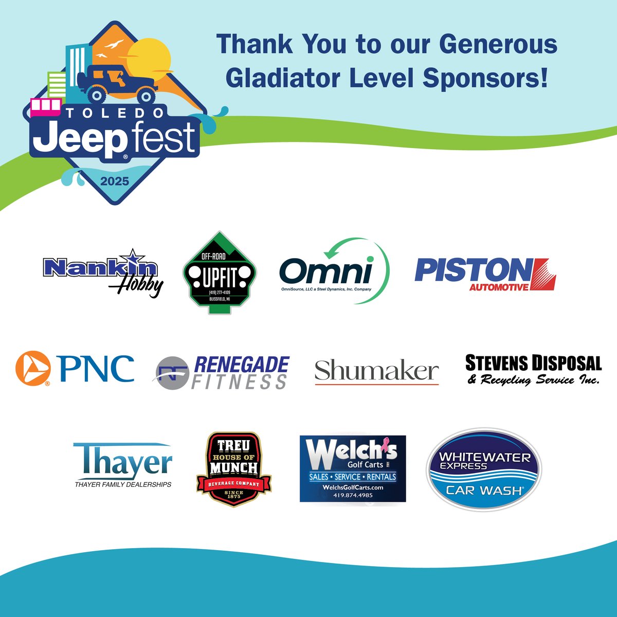 Thank you Gladiator Sponsors! If you had a great time at Toledo Jeep Fest these great brands helped make it happen. 
#tjf2025 #jeeplife