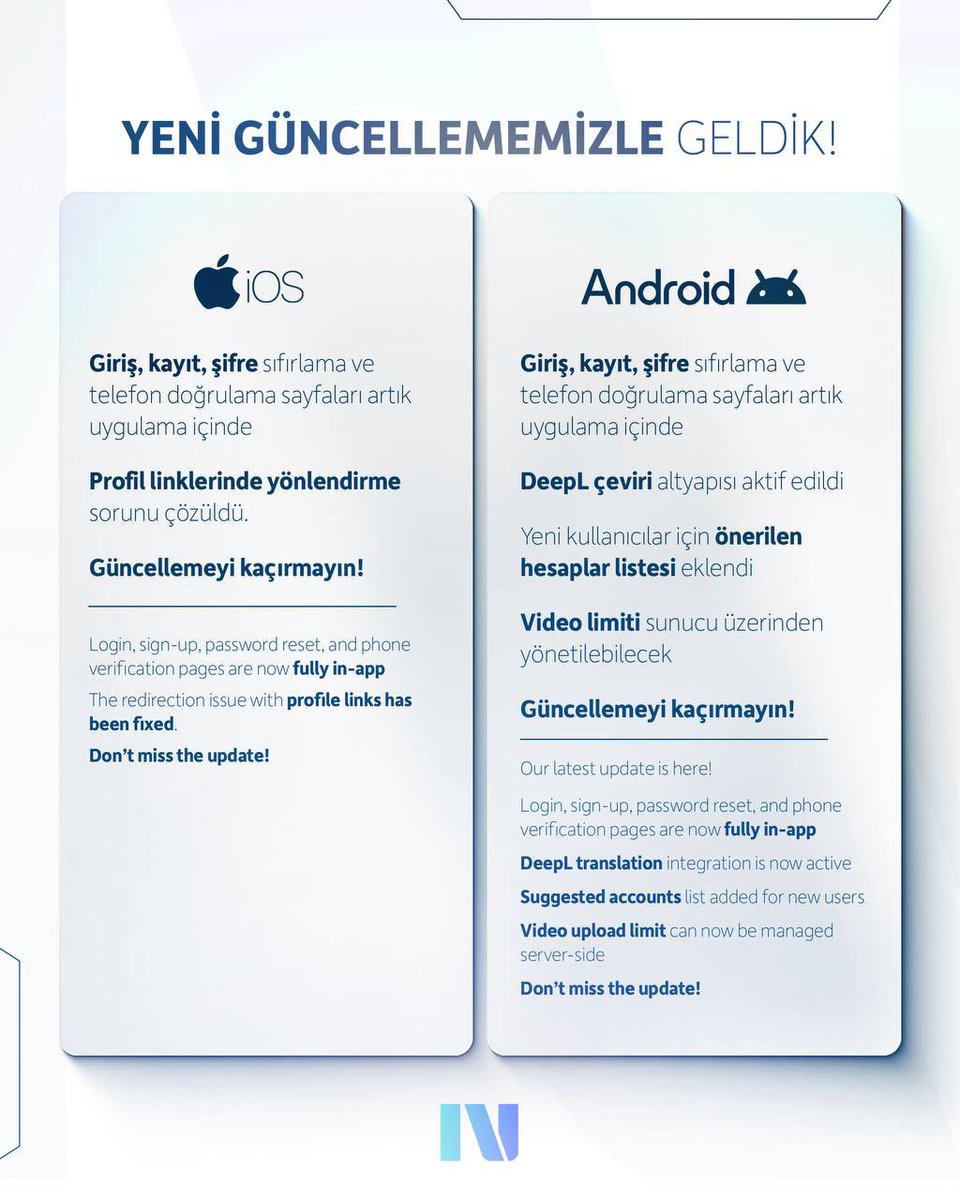 🛠 Yeni GÜNCELLEMEMİZLE geldik!

#NEXT'inizi GÜNCELLEMEYİ unutmayın!

📱 Next Sosyal 

🛠 Our latest UPDATE is live!

Don’t forget to UPDATE your #NEXT! 🚀

Android: play.google.com/store/apps/det…

iOS: apps.apple.com/us/app/next-so…