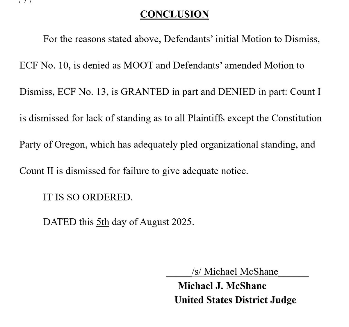 Huge News!!!

The Judicial Watch case to clean the voter rolls is still alive!!! 🇺🇸🥳

The Constitution Party was found to have standing! Great job, Patriots. 

Special thanks to Judicial Watch and Stephen Joncus!