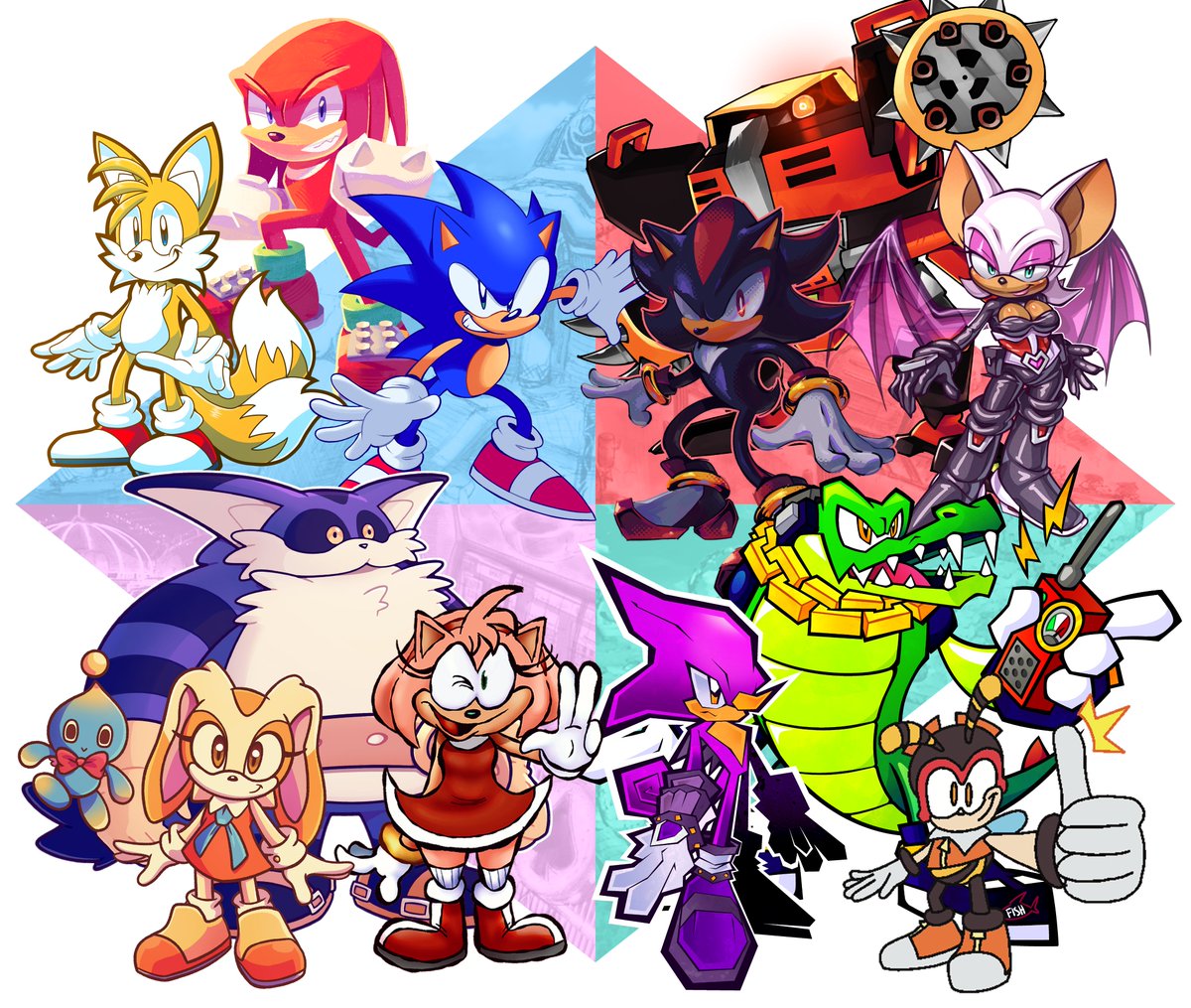fishflop_'s tweet image. Sonic Heroes Collab! 🔵🟡🔴
A group of us got together to redraw an early render of the playable characters in Sonic Heroes. Check out all of the artists below! 🧵1/3