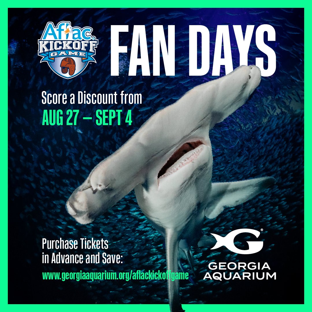 Aflac Kickoff Game (@aflackickoff) on Twitter photo 🦈 GIVEAWAY! 🦈
Visit the nation’s largest aquarium when you’re in ATL for the Aflac Kickoff Games!
Repost + follow for a chance to win a pair of tickets to the <a href="/GeorgiaAquarium/">Georgia Aquarium</a>! 🦈 GIVEAWAY! 🦈
Visit the nation’s largest aquarium when you’re in ATL for the Aflac Kickoff Games!
Repost + follow for a chance to win a pair of tickets to the <a href="/GeorgiaAquarium/">Georgia Aquarium</a>!
