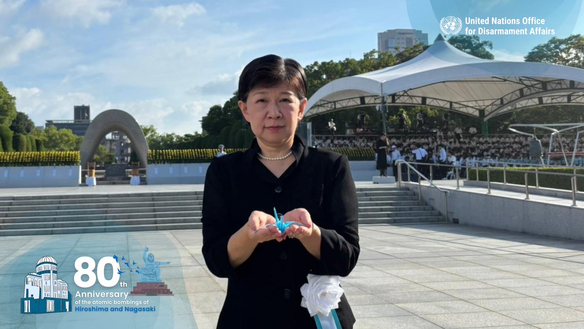 ODA (@un_disarmament) on Twitter photo High Representative for Disarmament Affairs <a href="/INakamitsu/">Izumi Nakamitsu</a> joined the Peace Memorial Ceremony in Hiroshima, marking 80 years since the atomic bombing. Ms. Nakamitsu dedicated flowers to victims and survivors, and delivered remarks on behalf of <a href="/UN/">United Nations</a> Secretary-General @AntonioGuterres. High Representative for Disarmament Affairs <a href="/INakamitsu/">Izumi Nakamitsu</a> joined the Peace Memorial Ceremony in Hiroshima, marking 80 years since the atomic bombing. Ms. Nakamitsu dedicated flowers to victims and survivors, and delivered remarks on behalf of <a href="/UN/">United Nations</a> Secretary-General @AntonioGuterres.