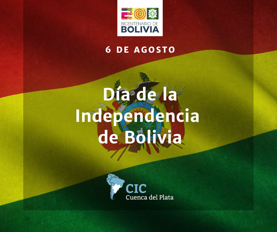 El Comité Intergubernamental Coordinador de los Países de la Cuenca del Plata (CIC) saluda al pueblo del Estado Plurinacional de Bolivia en el bicentenario de su independencia. 🇧🇴
#CuencaDelPlata

📌 bit.ly/CIC_bicentenar…