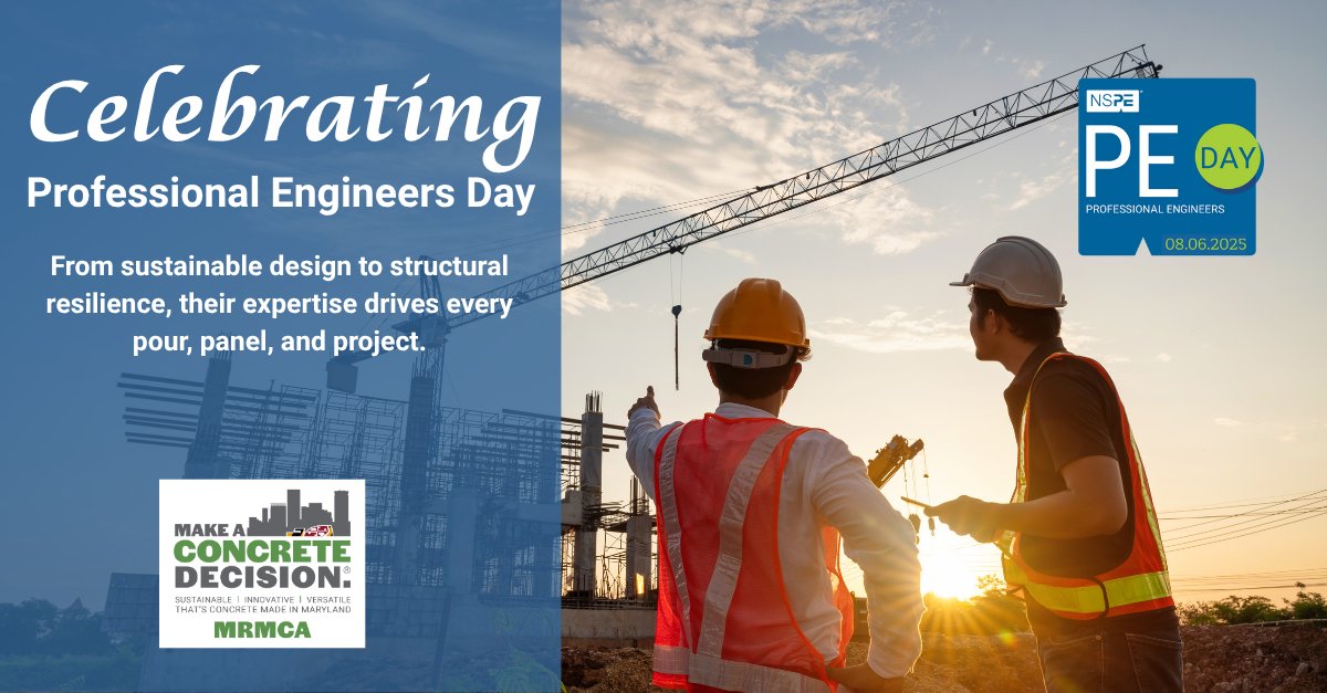 Maryland Ready Mix Concrete Association (MRMCA) (@mdreadymixassn) on Twitter photo 🏗️ Today we salute the engineers building Maryland’s future—one smart, strong structure at a time. <a href="/GovWesMoore/">Governor Wes Moore</a>, they’re concrete leaders.
#ProfessionalEngineersDay #MRMCA #MarylandEngineers #LicensedPEday 🏗️ Today we salute the engineers building Maryland’s future—one smart, strong structure at a time. <a href="/GovWesMoore/">Governor Wes Moore</a>, they’re concrete leaders.
#ProfessionalEngineersDay #MRMCA #MarylandEngineers #LicensedPEday