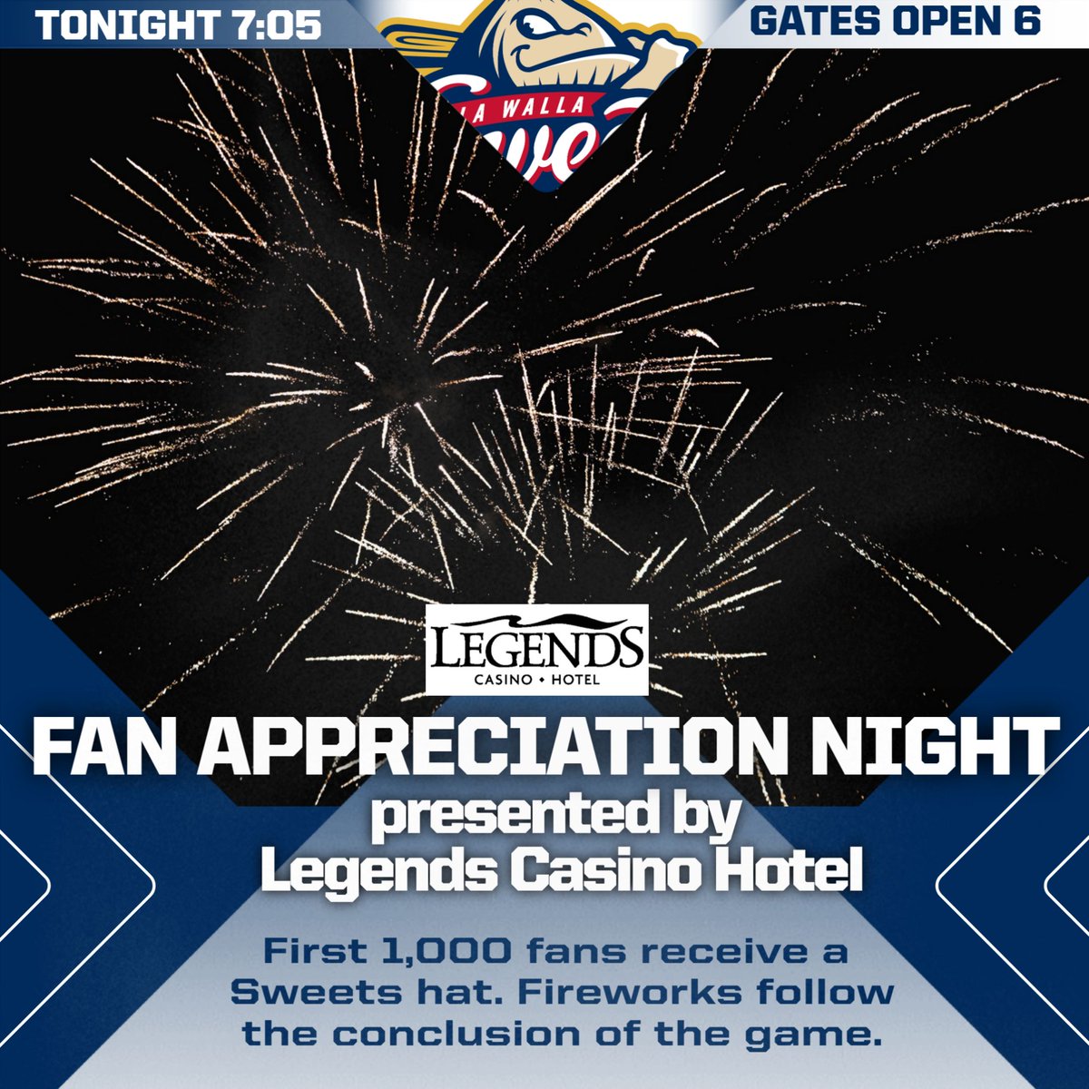 Tonight, we celebrate #SweetsCountry! Get here at 6, when gates open for a chance to go home with a special Sweets hat: sweetstickets.com #SweetsCountry
