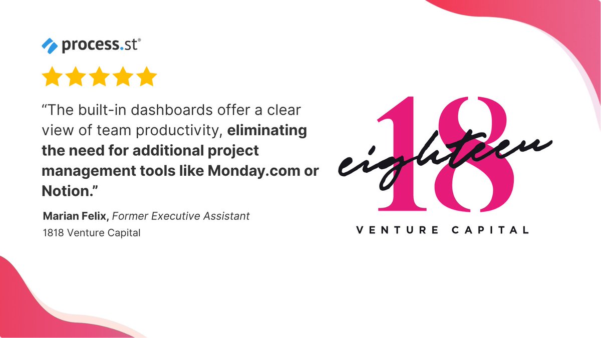 1818 Venture Capital ditched project management add-ons by using Process Street’s built-in dashboards.
Now they track productivity and keep teams aligned without juggling multiple tools.

Run your operations in one place:
➡️ hubs.ly/Q03yW8bn0

#VentureCapital #OpsTools