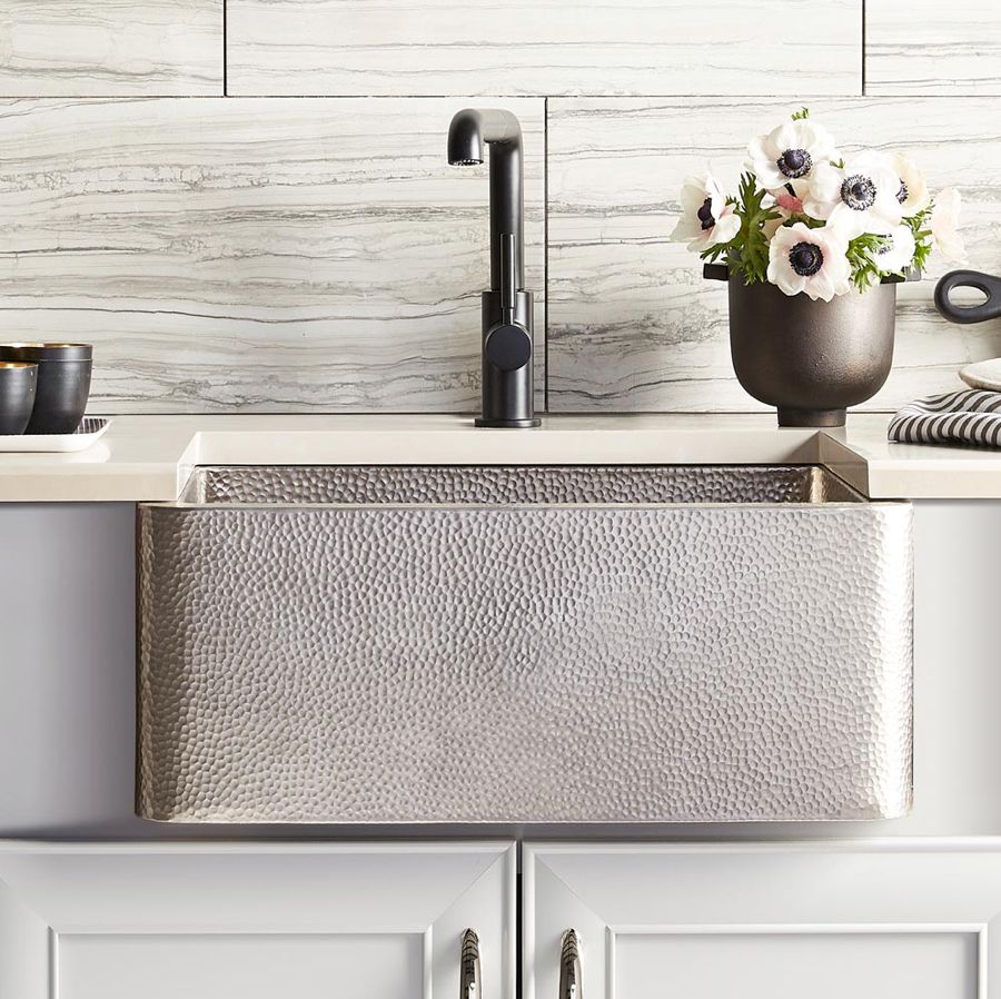 Make a design statement w Native Trails' copper farmhouse sink in antique copper or brushed nickel finish. Eachsink is hand-crafted from recycled materials. #productoftheweek #kitchendesign #apartmentdesign #residentialdesign #dianamosherassociates #jacksonheightsinteriordesigner