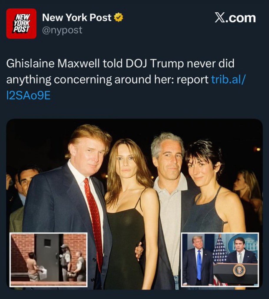 Shocking. You’re telling me Trump’s former lawyer turned Deputy AG “interviewed” Ghislaine Maxwell while she is desperate for a pardon and Trump is publicly suggesting he might give her one, and she said she didn’t witness him commit any crimes?

The fix is in.