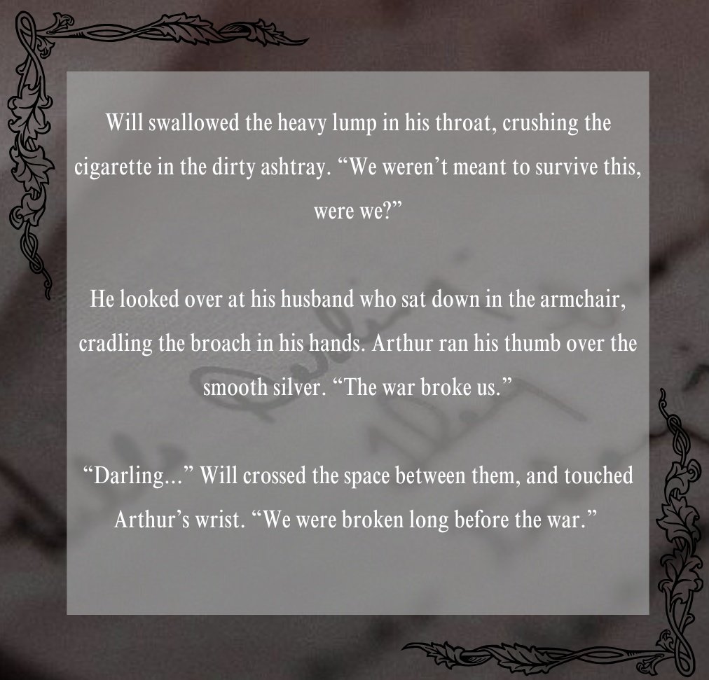 THE SPIRIT BARES IT’S TEETH X ALL THE WHITE SPACES

🏳️‍⚧️Trans masc war veteran who's stuck in a toxic marriage
⏳️Dual timelines
🏳️‍🌈Exploration of queernes in the 1910s and 20s
🪖Anti-war narrative
💔Love does not always prevail
👻Vengeful ghosts

#Questpit #HF #A #H #W