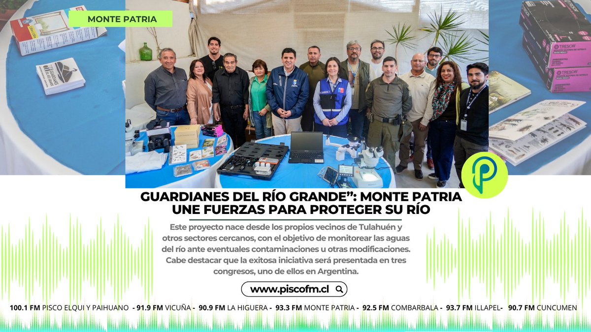 🌊#GuardianesDelRíoGrande: Vecinos de Tulahuén miden la calidad del agua con lupas🔍 y microscopios🧬 gracias a un fondo regional. ¡Sus datos llegarán a congresos en #Santiago, #Rancagua y #BuenosAires  
▶ piscofm.cl/guardianes-del…
#montepatria