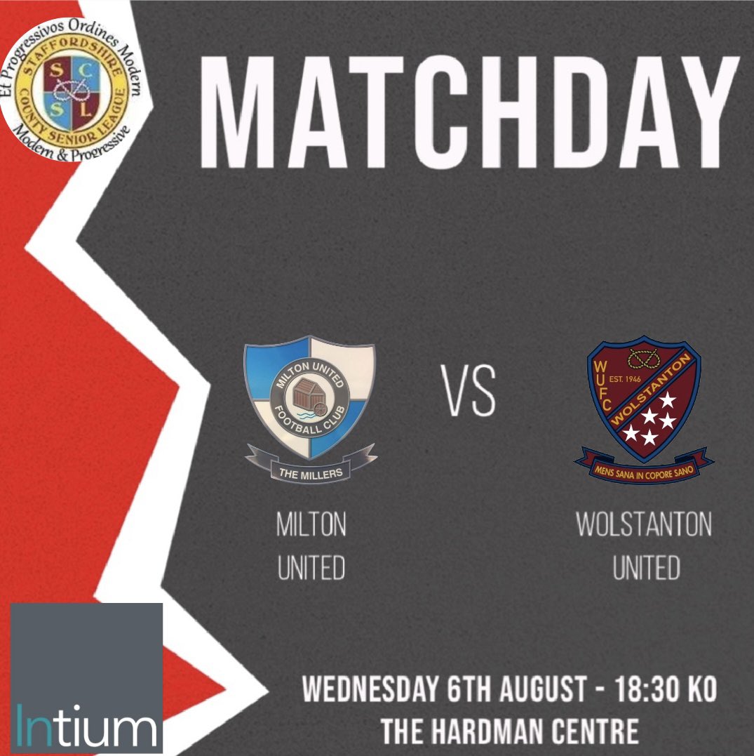 Game day!! Our first away day of the season see’s us travel to Milton United, should be a competitive game against a side that has drawn their opening 2 games. Hope to see plenty down to support us 

📍 The Hardman Centre, Millrise Road, ST2 7DW
⏱️ 18:30pm Kick Off