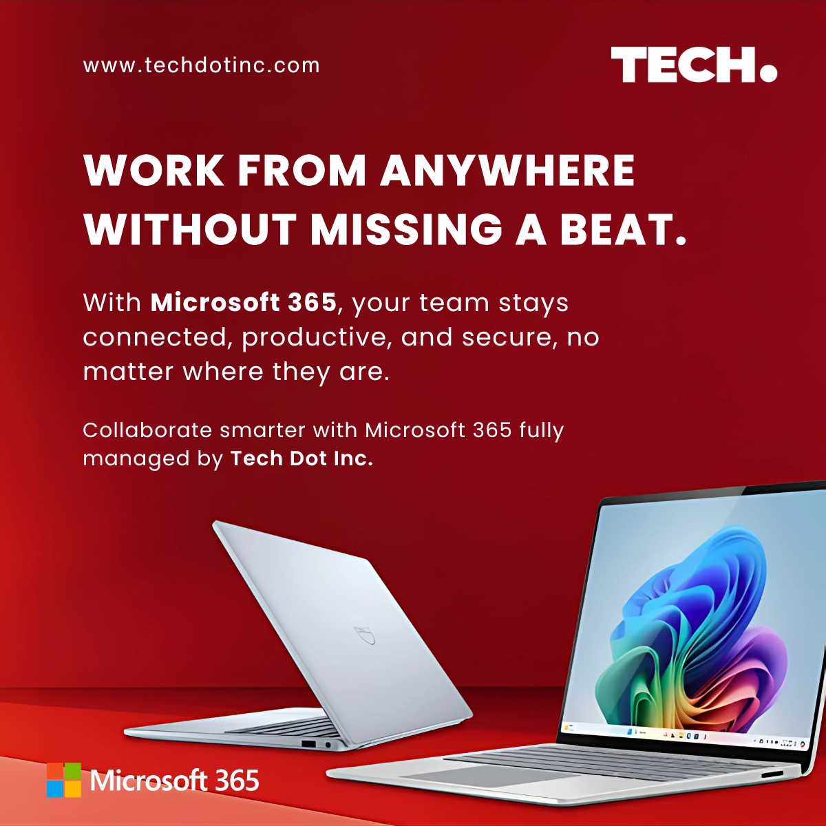 techdotinc's tweet image. Empower your team to work from anywhere.
With Microsoft 365, your business stays connected, secure and productive
Let Tech Dot Inc. handle the setup, while you focus on growth.
#techdotinc #microsoft365 #remoteworksolutions #cloudcollaboration #msteams #onedrive #outlooktools