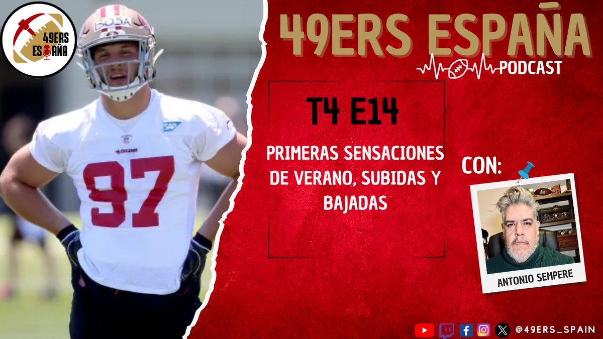 𝟰𝟵𝗲𝗿𝘀 España (@49ers_spain) on Twitter photo 🎙️49ers España 𝗣𝗼𝗱𝗰𝗮𝘀𝘁🎙️
📽️ T4 E14
📆 Miércoles 6 de agosto
⌚22:30🇪🇦/14:30🇲🇽
📍#Youtube ⤵️ youtube.com/live/c_jVkZB0u…
📍#Twitch ⤵️
twitch.tv/49ers_spain
Hablaremos en directo de toda la actualidad de los <a href="/49ers/">San Francisco 49ers</a> y nuestras sensaciones con <a href="/FinisimaPersona/">Antonio Sempere-Valdés de Bonn</a>
#49ersESP 🎙️49ers España 𝗣𝗼𝗱𝗰𝗮𝘀𝘁🎙️
📽️ T4 E14
📆 Miércoles 6 de agosto
⌚22:30🇪🇦/14:30🇲🇽
📍#Youtube ⤵️ youtube.com/live/c_jVkZB0u…
📍#Twitch ⤵️
twitch.tv/49ers_spain
Hablaremos en directo de toda la actualidad de los <a href="/49ers/">San Francisco 49ers</a> y nuestras sensaciones con <a href="/FinisimaPersona/">Antonio Sempere-Valdés de Bonn</a>
#49ersESP