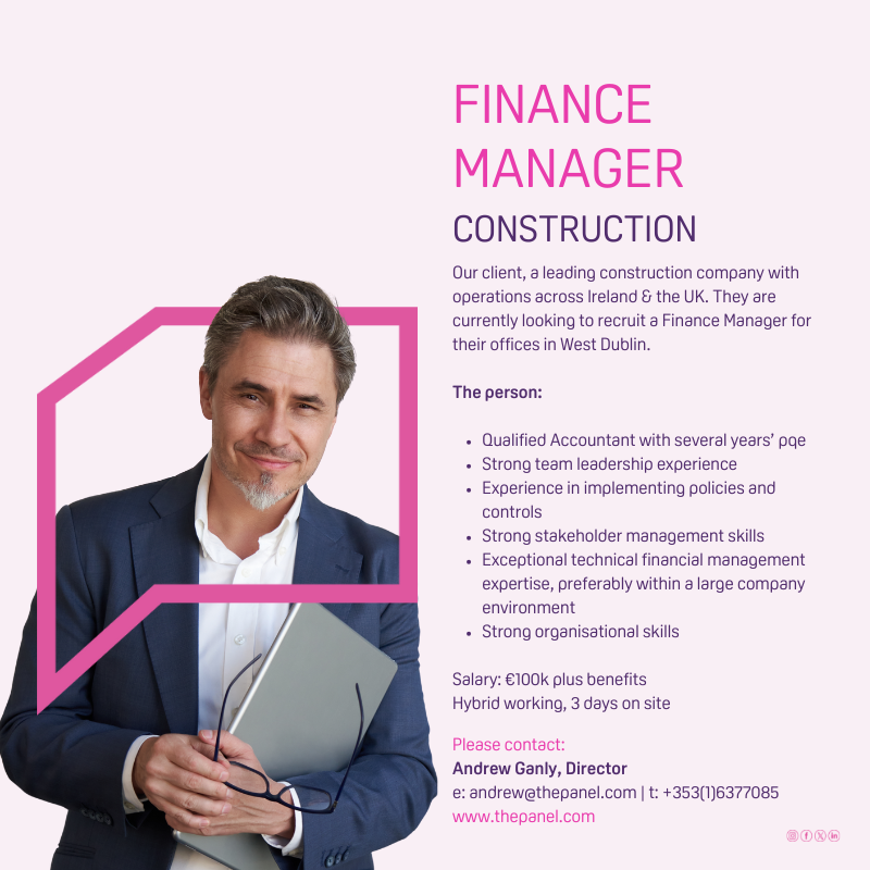 The Panel - Creating Exceptional Futures (@thepaneldublin) on Twitter photo Finance Manager (thepanel.com/job/50793/acco…) role is currently available with our client, a leading construction company with operations across Ireland & the UK.
For more information, contact Andrew at andrew@thepanel.com
#jobfairy #FinanceManager #Finance #Accountant #ACCA #ACA Finance Manager (thepanel.com/job/50793/acco…) role is currently available with our client, a leading construction company with operations across Ireland & the UK.
For more information, contact Andrew at andrew@thepanel.com
#jobfairy #FinanceManager #Finance #Accountant #ACCA #ACA