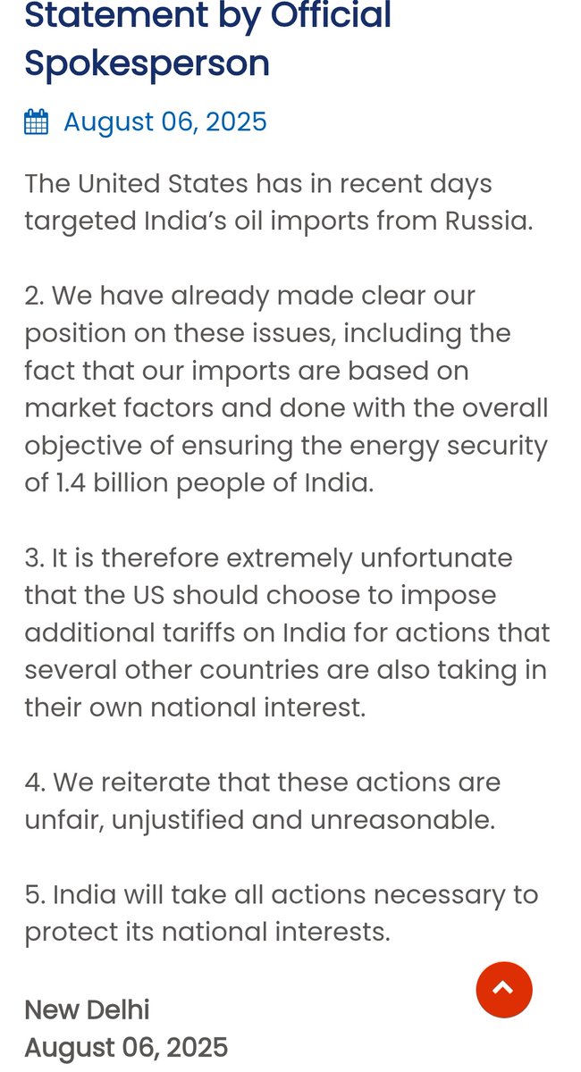 sidhant's tweet image. BREAKING:
INDIA REACTS TO TRUMP'S ADDITIONAL 25% TARIFFS
Says "these actions are unfair, unjustified and unreasonable"
Adds, "India will take all actions necessary to protect its national interests"