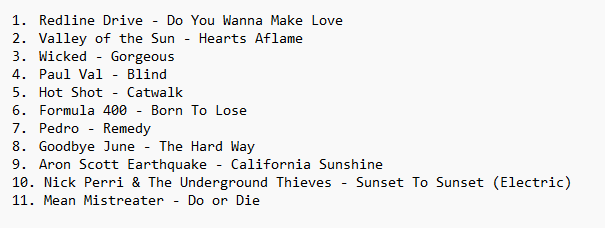 The algorithm keeps delivering at the gym:
<a href="/RedlineDrive/">Redline Drive</a> <a href="/centaur_rodeo/">valley of the sun</a> <a href="/WICKEDrockNroll/">WICKED</a> #PaulVal #HotShot #Formula400 #PedroCordeiro <a href="/GoodbyeJune/">Goodbye June</a> <a href="/AronScottEQ/">Aron Scott Earthquake</a> #NickPerri #TheUndergroundThieves #MeanMistreater