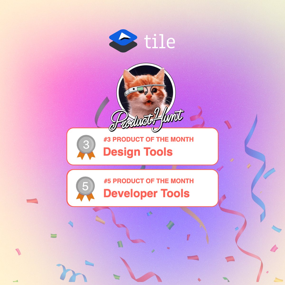Tile (@tile_dev) on Twitter photo Tile just made it to <a href="/ProductHunt/">Product Hunt 😸</a>’s Top 3 Designer Tools & Top 5 Developer Tools of the month! 🎉
Thanks to our amazing community for helping us get here ❤️
Onwards to building the future of mobile app!
#TileDev #NoCode #AI #ProductHunt Tile just made it to <a href="/ProductHunt/">Product Hunt 😸</a>’s Top 3 Designer Tools & Top 5 Developer Tools of the month! 🎉
Thanks to our amazing community for helping us get here ❤️
Onwards to building the future of mobile app!
#TileDev #NoCode #AI #ProductHunt