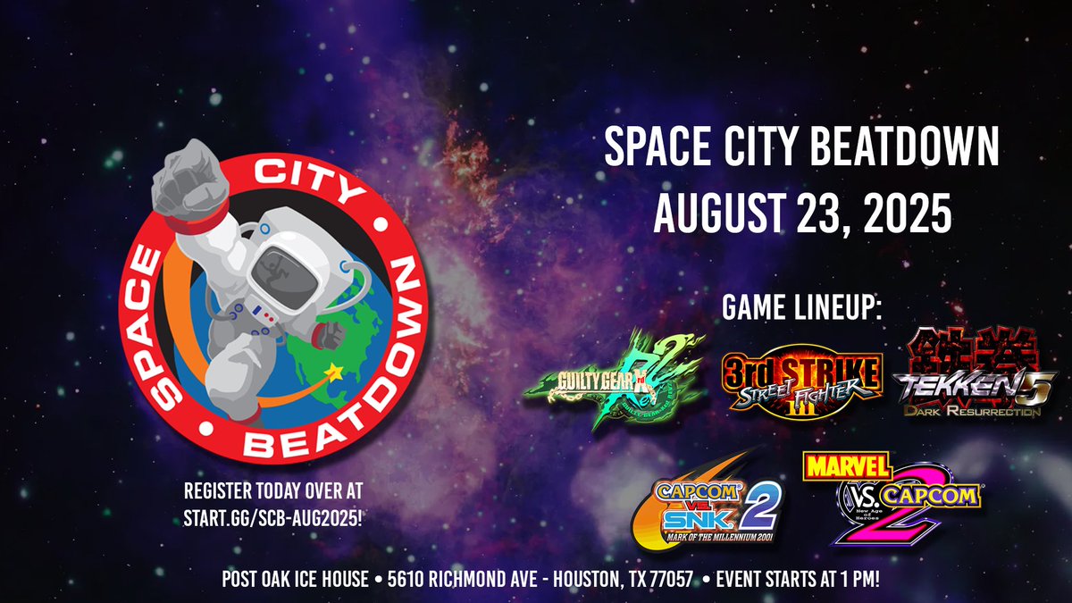 San Antonio FGC (@sanantoniofgc) on Twitter photo Support other Texas FGC regionals also happening this month!
DFW - <a href="/AttackOnTexas/">Attack On Texas</a> on 8/16
start.gg/tournament/att…
HTX - <a href="/SpcCityBeatdown/">Space City Beatdown</a> on 8/23
start.gg/tournament/spa… Support other Texas FGC regionals also happening this month!
DFW - <a href="/AttackOnTexas/">Attack On Texas</a> on 8/16
start.gg/tournament/att…
HTX - <a href="/SpcCityBeatdown/">Space City Beatdown</a> on 8/23
start.gg/tournament/spa…