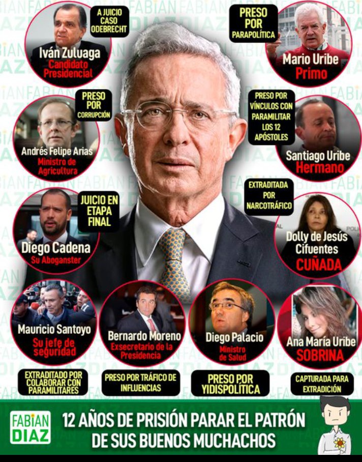 Una pequeña muestra del ala narcoparamilitar del uribismo, con su jefe máximo a la cabeza.