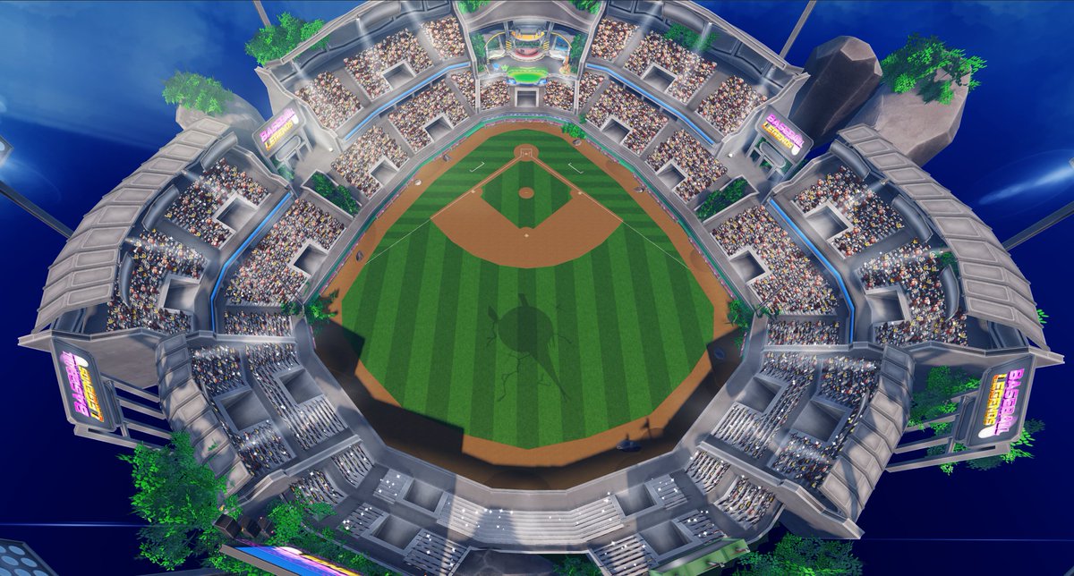 SirRiceyAnime's tweet image. Map Design: Baseball arena I made For &quot;Baseball Legends&quot;! Swipe through the archives —  How does it look? #RobloxDev #Baseball #RobloxLobby #GameDev #Roblox #3DModel