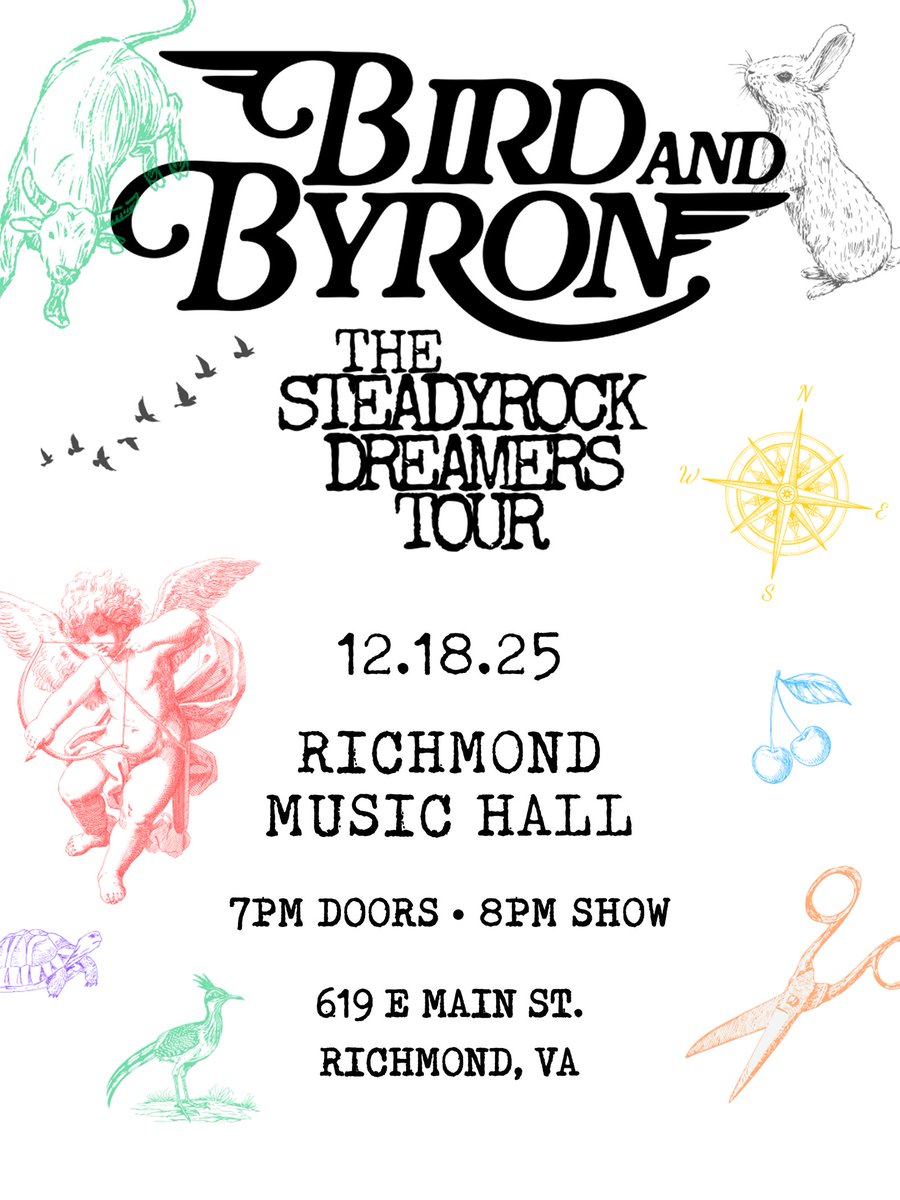 Just announced: BIRD AND BYRON live at Richmond Music Hall December 18th. 🌟 Tickets are on sale now - get yours in our link in bio or in person at @Plan9music 🎟️ 🎶