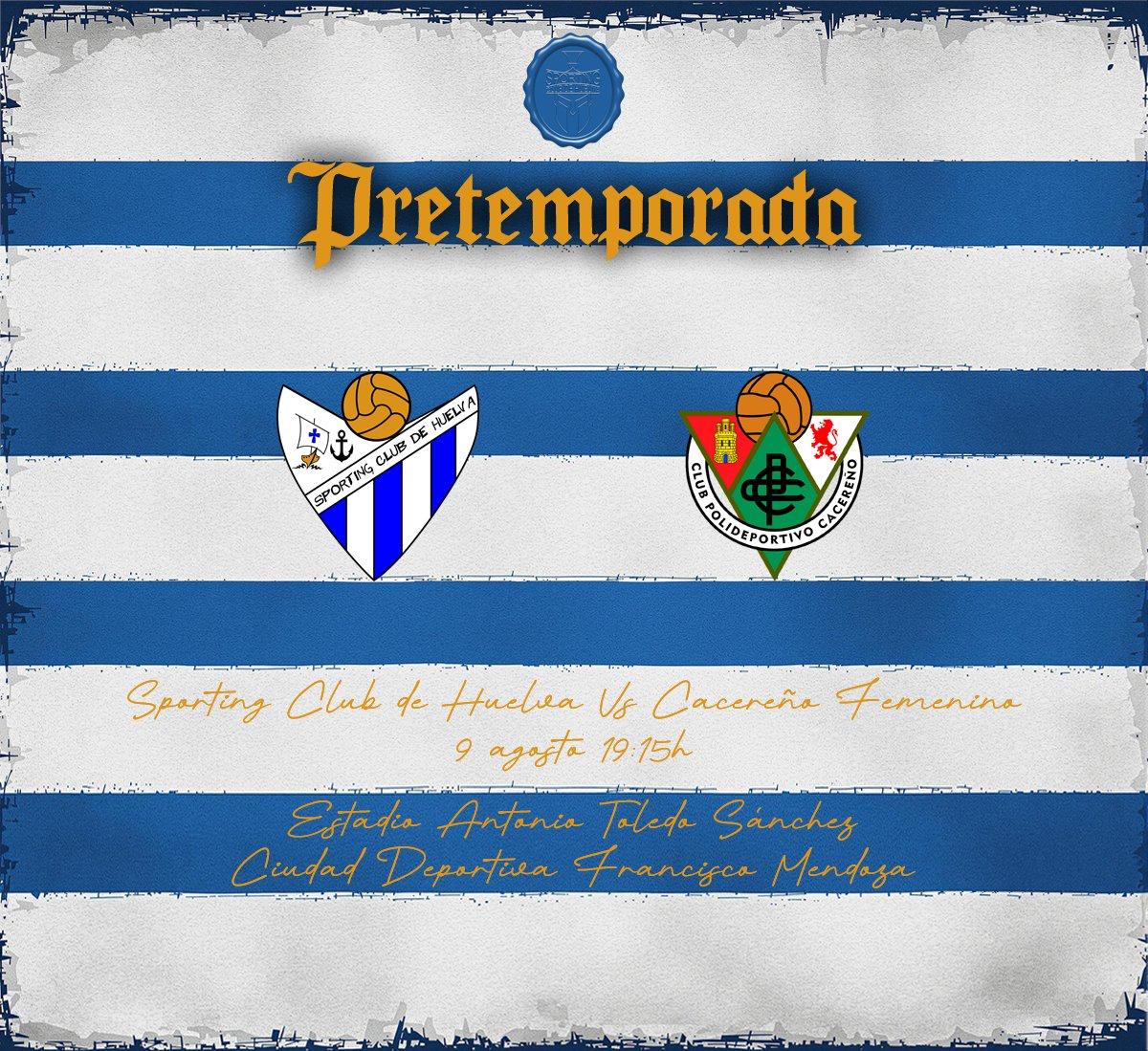 RFAF - Delegación de Huelva (@rfafhuelva) on Twitter photo ⚽️🥅 Pretemporada 25/26
🤝Partidos amistosos AUTORIZADOS #RFAF
Al ser "autorizados" serán cubiertos por la Mutualidad de Futbolistas.
🏟️ Estadio "Antonio Toledo Sánchez" (Huelva)
📆 9 de agosto
⌚️ 19.15
⚔️ <a href="/sportinghuelva/">Sporting Club Huelva</a> 🆚 <a href="/CacerenoFem/">Cacereño Femenino</a> ⚽️🥅 Pretemporada 25/26
🤝Partidos amistosos AUTORIZADOS #RFAF
Al ser "autorizados" serán cubiertos por la Mutualidad de Futbolistas.
🏟️ Estadio "Antonio Toledo Sánchez" (Huelva)
📆 9 de agosto
⌚️ 19.15
⚔️ <a href="/sportinghuelva/">Sporting Club Huelva</a> 🆚 <a href="/CacerenoFem/">Cacereño Femenino</a>