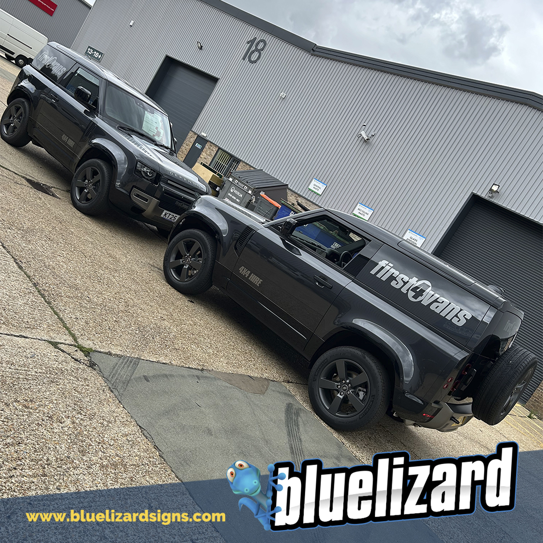 Some minimal &amp; refined graphics installed on these two Defenders for First4Vans.

Vehicle graphics &amp; wraps by Blue Lizard Signs.

#crawleywrap#digitalwrap #commercialwrap #vanwrap #vehiclewrap #vansignwriting #vangraphics #gatwickwrap #signwriting
