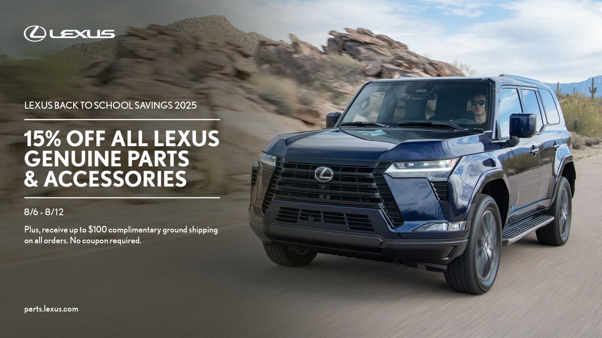 LexusSanDiego's tweet image. Back-to-school special! Save 15% off all Genuine Lexus Parts &amp;amp; Accessories. #LexusSanDiego #Lexus
