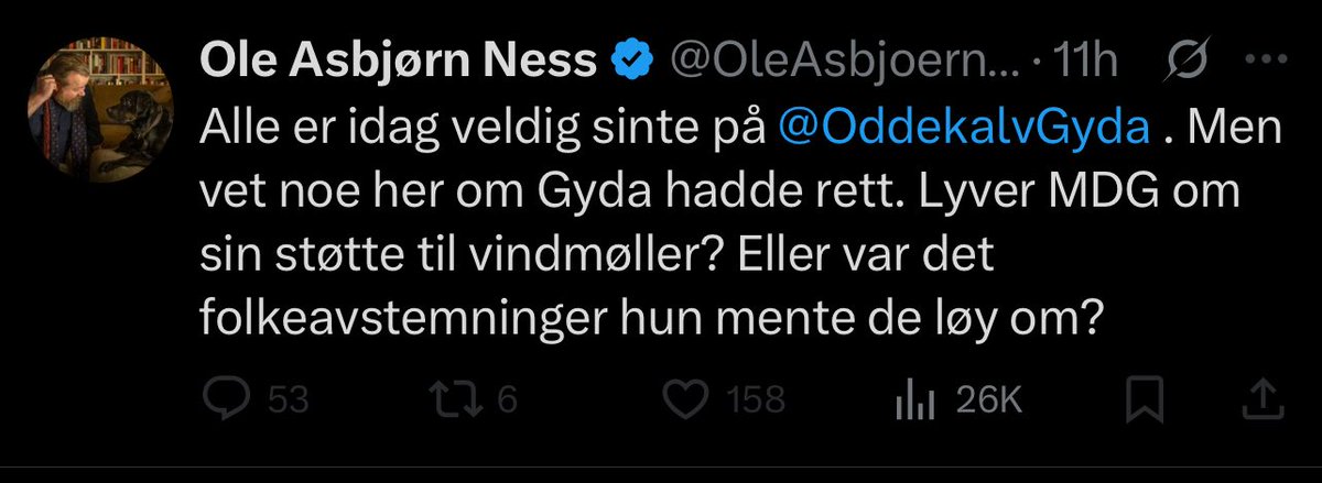 Rapsbjørnen hevder alle er sinte på Gyda i dag.

Det er sikkert det Gyda selv vil hevde, men det er langt fra sant.

Alle er bare oppgitt over at hun igjen får taletid og plass, istedenfor partiledere fra småpartier som har mer substans enn selfier og en imaginær app.