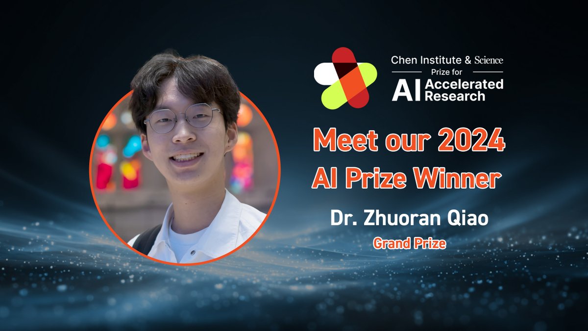 Tianqiao & Chrissy Chen Institute (@cheninstitute) on Twitter photo Curious about 2024 AI Prize grand winner winner <a href="/ZhuoranQ/">Zhuoran Qiao / 乔卓然</a>? Watch this video to learn more about his background and get a closer look at his award-winning research: bit.ly/3HeHxhV Curious about 2024 AI Prize grand winner winner <a href="/ZhuoranQ/">Zhuoran Qiao / 乔卓然</a>? Watch this video to learn more about his background and get a closer look at his award-winning research: bit.ly/3HeHxhV