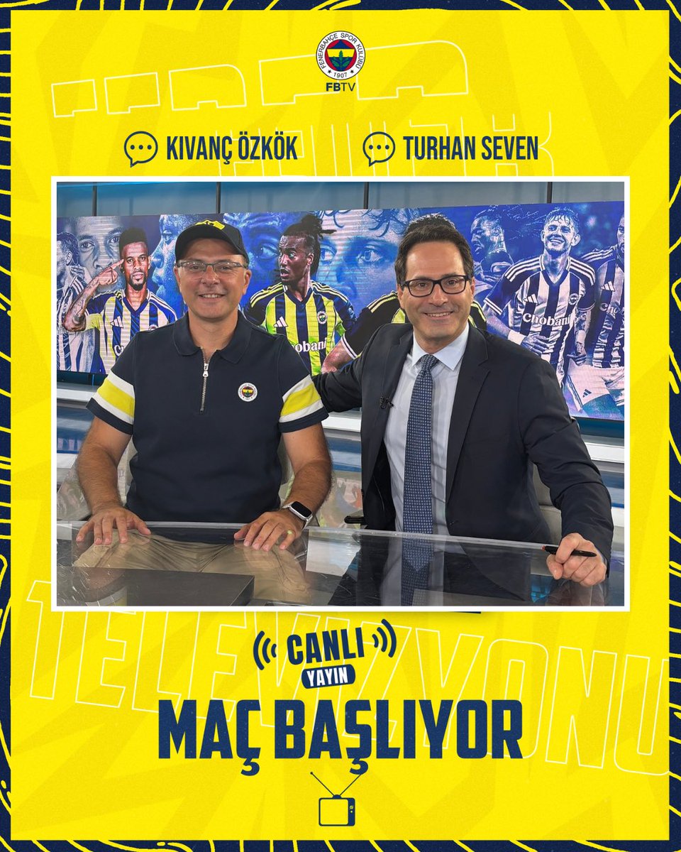 FBTV (@fbtv) on Twitter photo 🔥Maç günü!
⚽️Fenerbahçemiz #UCL 3. Ön Eleme Turu ilk maçında Feyenoord'a konuk oluyor!
🎤 <a href="/nihatmangura/">Nihat Mangura</a> & <a href="/Turhansofu/">Turhan Sofuoglu</a> ile Hollanda'dan canlı bağlantılar,
💬 <a href="/KivancOzkok/">Kivanc Ozkok</a> & <a href="/turhanseven/">Turhan Seven</a> ile değerlendirmeler Maç Başlıyor'da!
📺Şimdi FBTV, <a href="/Fenerbahce/">Fenerbahçe SK</a> YouTube & 🔥Maç günü!
⚽️Fenerbahçemiz #UCL 3. Ön Eleme Turu ilk maçında Feyenoord'a konuk oluyor!
🎤 <a href="/nihatmangura/">Nihat Mangura</a> & <a href="/Turhansofu/">Turhan Sofuoglu</a> ile Hollanda'dan canlı bağlantılar,
💬 <a href="/KivancOzkok/">Kivanc Ozkok</a> & <a href="/turhanseven/">Turhan Seven</a> ile değerlendirmeler Maç Başlıyor'da!
📺Şimdi FBTV, <a href="/Fenerbahce/">Fenerbahçe SK</a> YouTube &