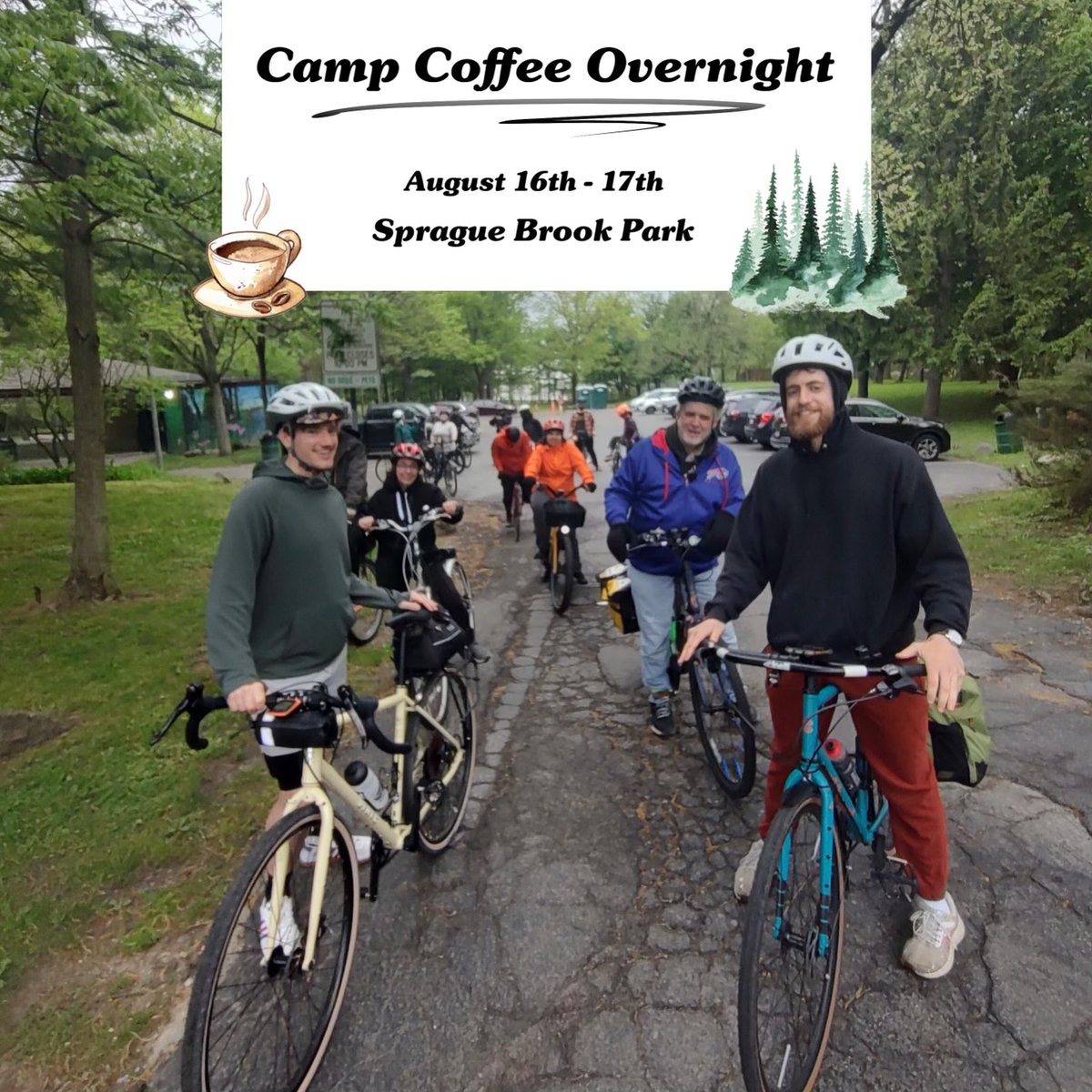 Registration 🔗is live to our first ever overnight Camp Coffee.

Camp Coffee Overnight is happening Aug. 16-17-- biking to Sprague Brook Park on Saturday, Aug. 16, camping and waking up Sunday, Aug. 17, for coffee/breakfast before biking back

eventbrite.com.au/e/camp-coffee-…