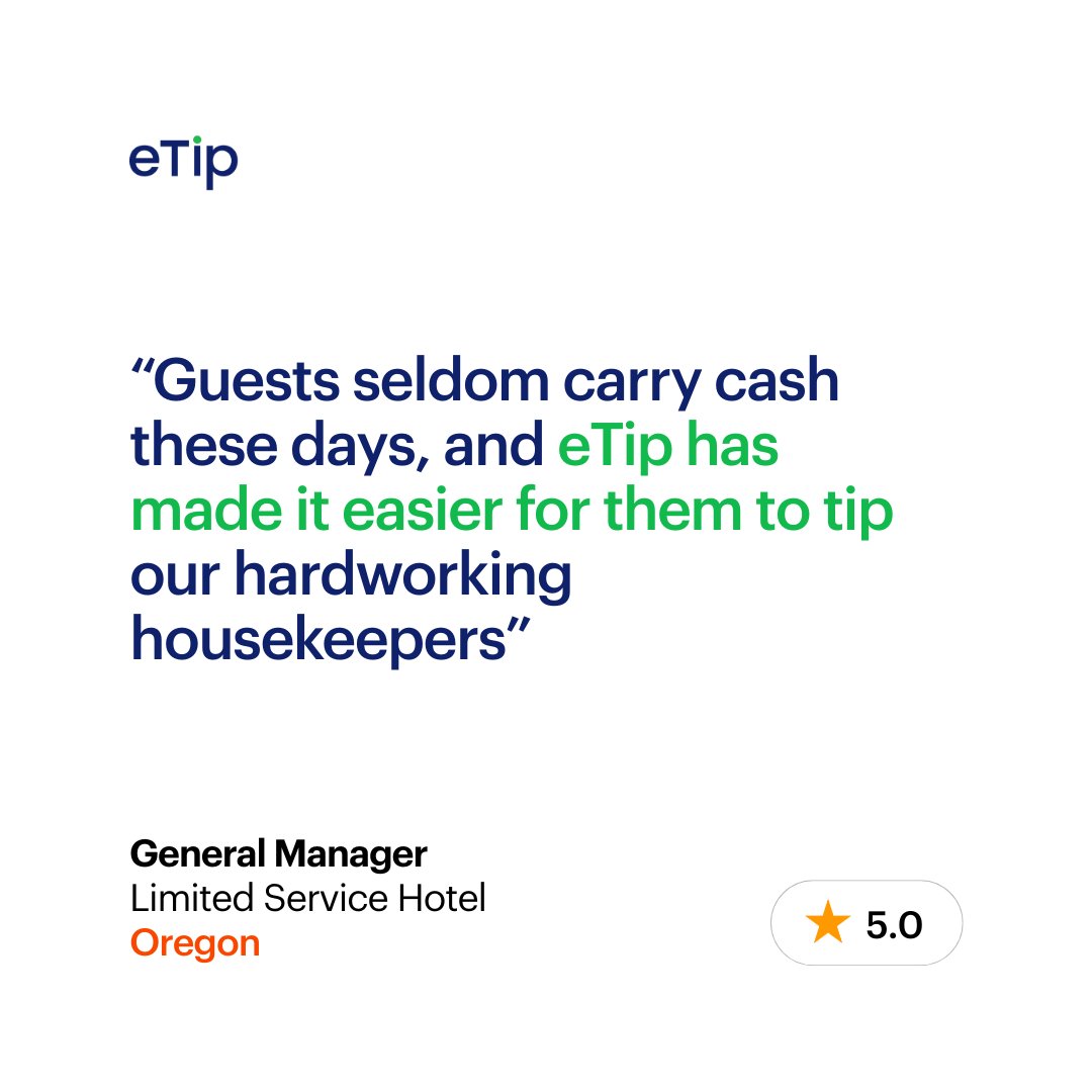 “Guests seldom carry cash, and eTip has made it easier to tip our hardworking housekeepers.” 💬

At this Hood River hotel, housekeepers keep QR cards on hand, and guests are showing their appreciation more than ever.

Love to see it. 👉 hubs.li/Q03zmZ9Q0