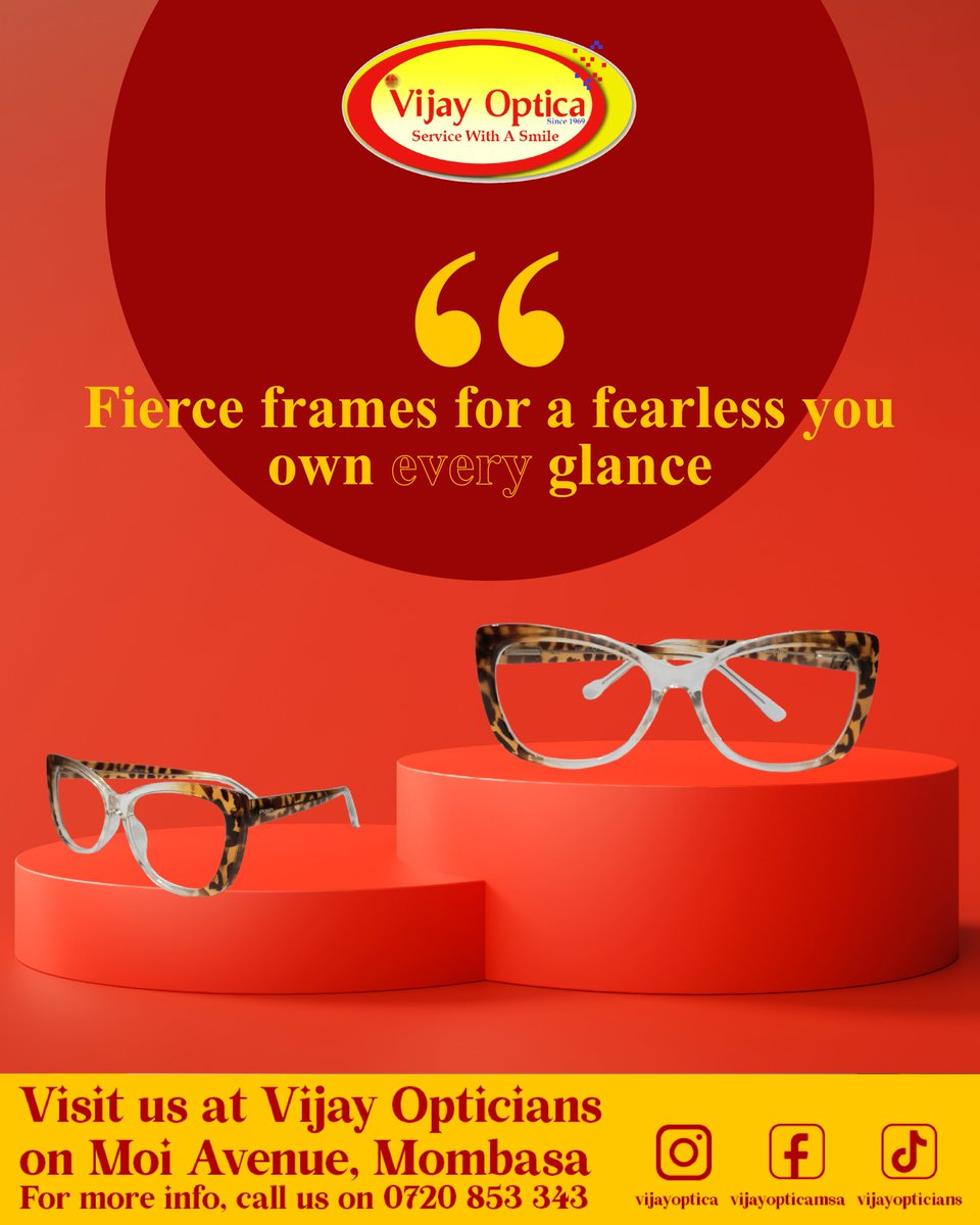 vijayoptica's tweet image. Own every glance with bold frames from Vijay Optica! 🌟 From cat-eyes to modern styles, find eyewear that speaks confidence.

📞 Call 0720 853 343 for your perfect pair!

#vijayoptica #boldframes #fearlessfashion #eyewithconfidence #cateyeyewear #modernsilhouettes